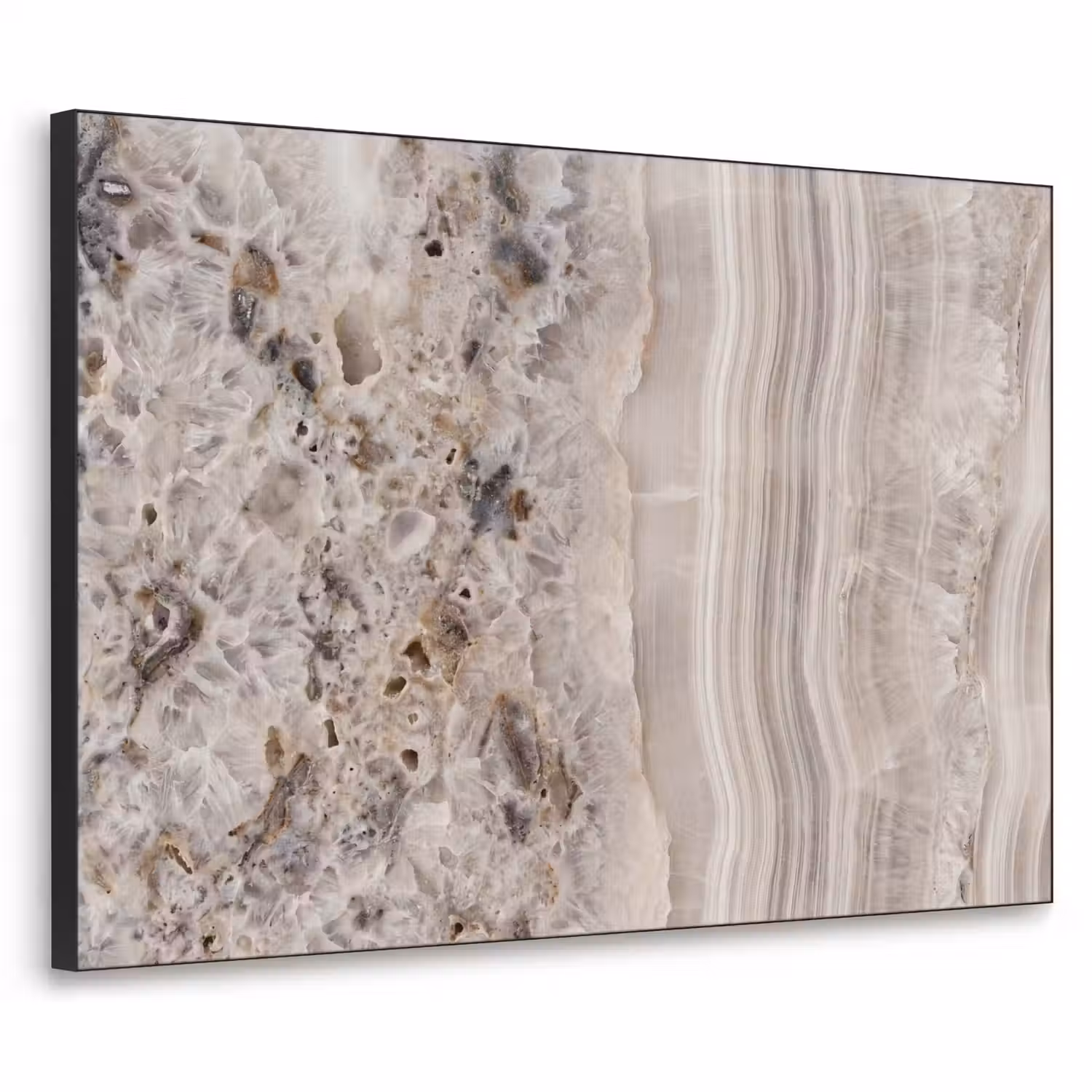 Steen - Textuur - Abstract - Beige - Wit Textielframe zwart klein -3d