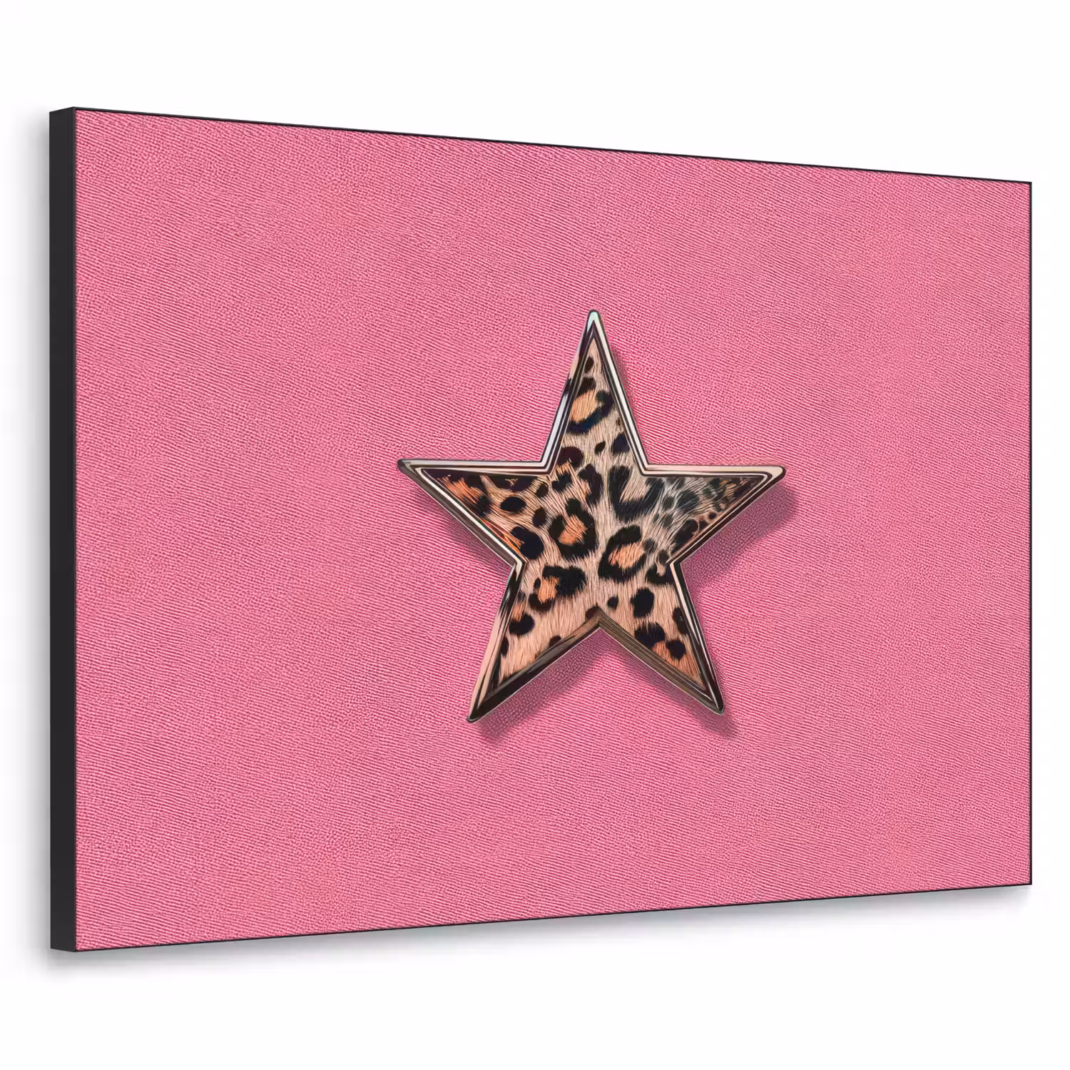 Ster - Luipaard - Print - Roze Textielframe - compleet frame klein -3d