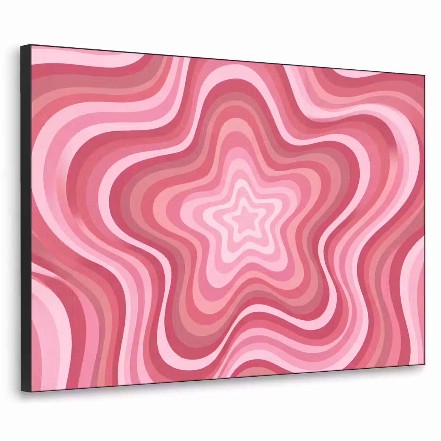 Ster - Golvend - Abstract - Roze Textielframe zwart klein -3d