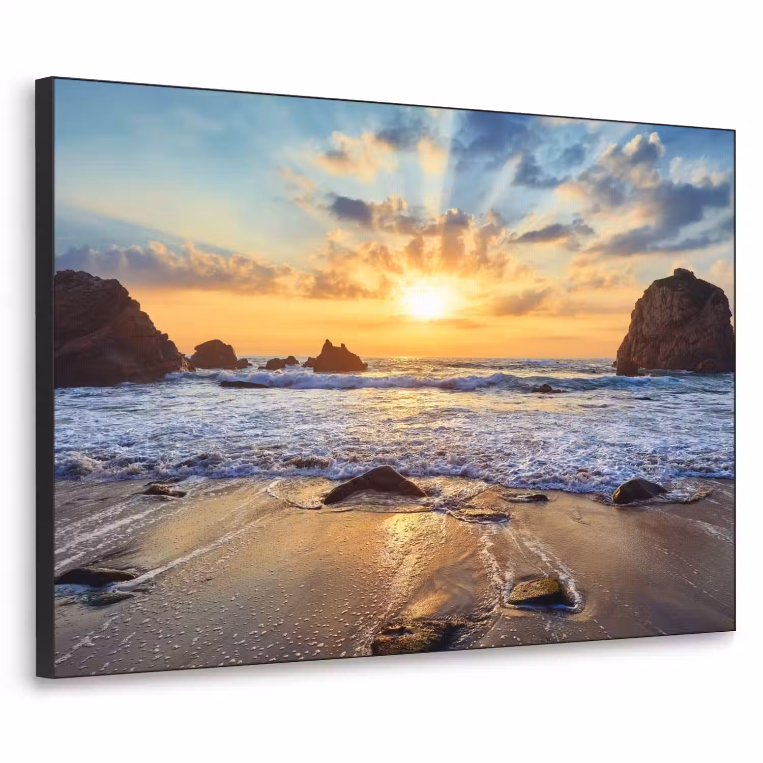 Strand - Zonsondergang - Natuur - Zee - Landschap Textielframe - compleet frame klein -3d