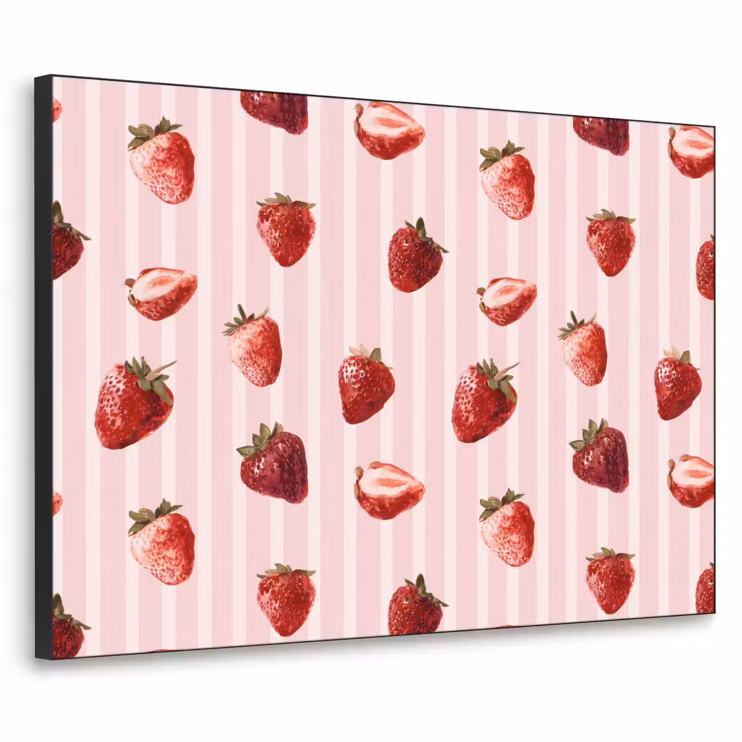 Strepen - Aardbei - Roze Textielframe zwart klein 947 -3d