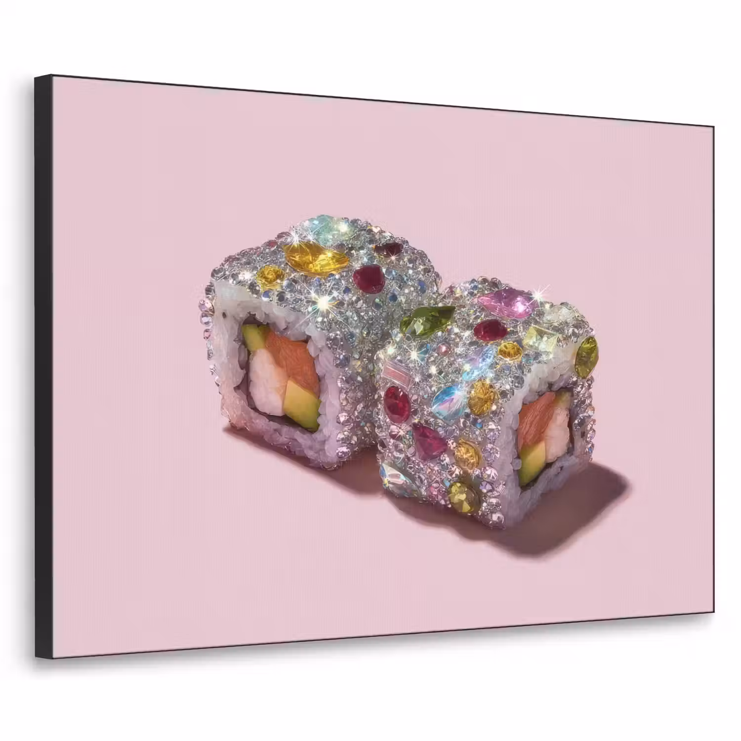 Sushi - Rolletjes - Steentjes - Kleurrijk Textielframe - compleet frame klein -3d