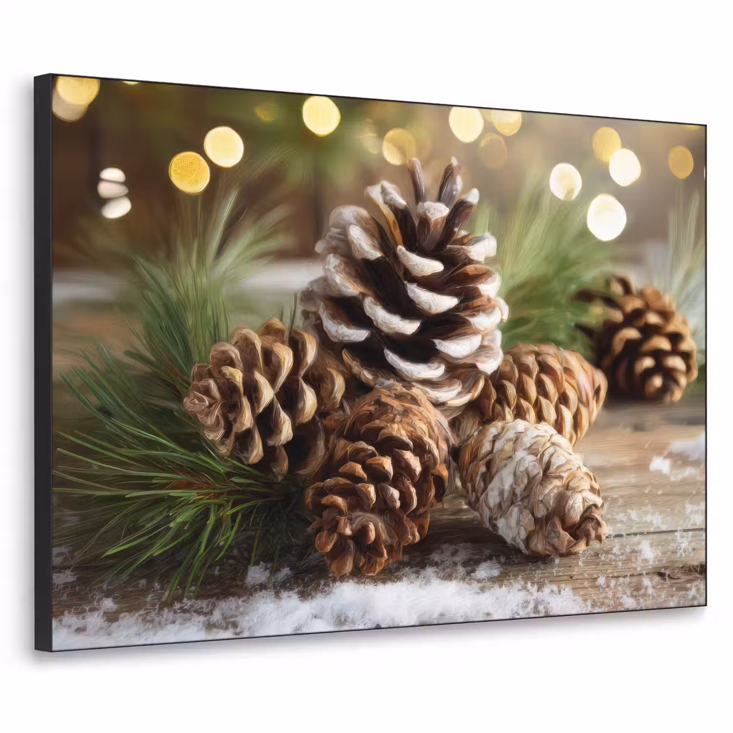 Dennenappels - Kerstsfeer - Bruin - Groen Textielframe - compleet frame klein -3d