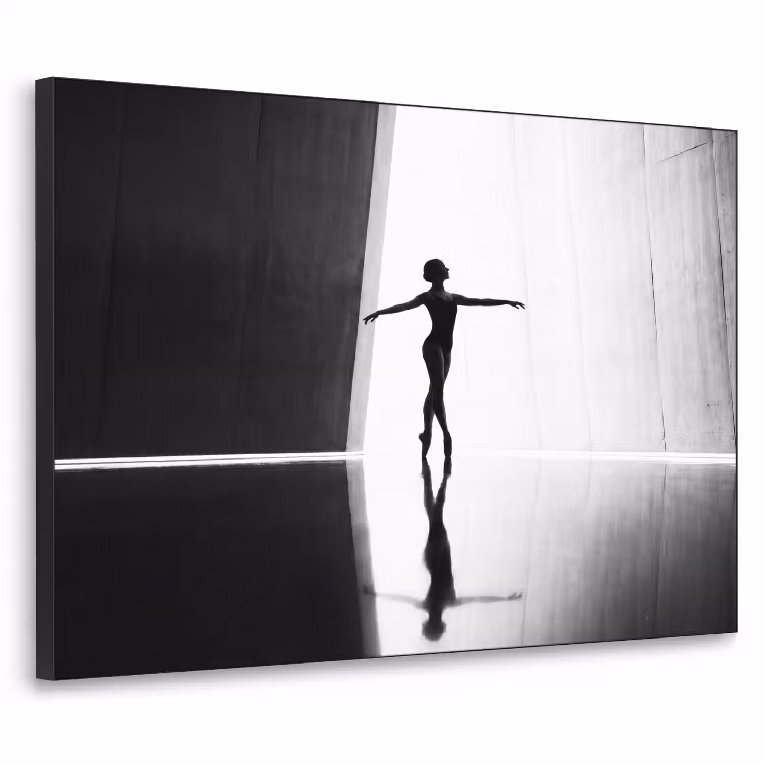 Danser - Silhouette - Kunst - Modern - Zwart-wit Textielframe zwart klein -3d