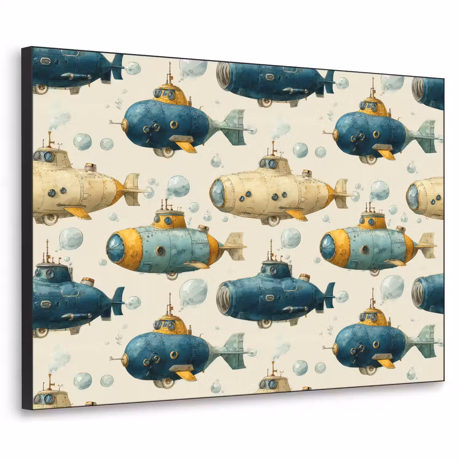 Duikboot - Fantasie - Kleurrijk Textielframe zwart klein 947 -3d