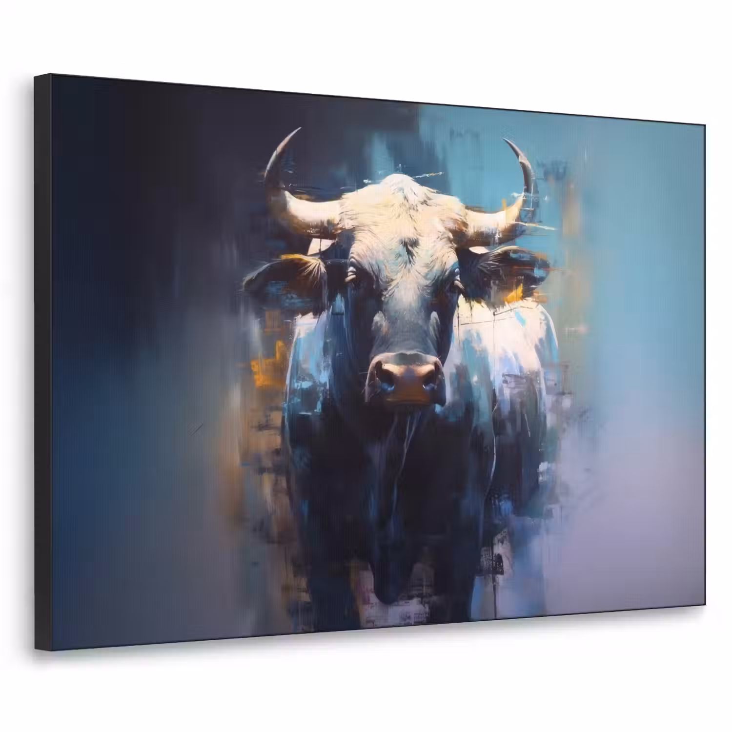 Stier - Zwart - Abstract - Horens Textielframe - compleet frame klein -3d