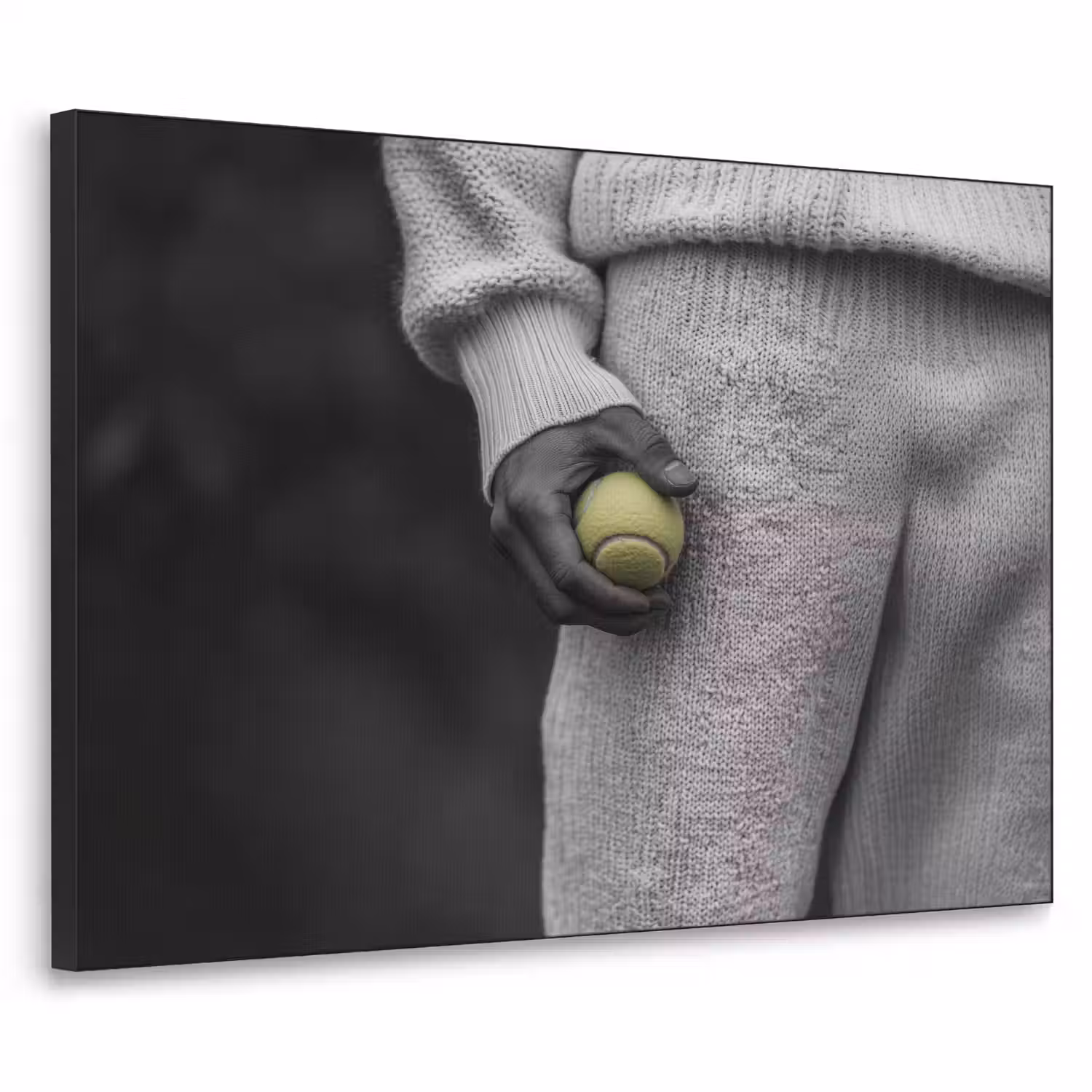 Tennisbal - Zwart - Wit Textielframe - compleet frame klein -3d