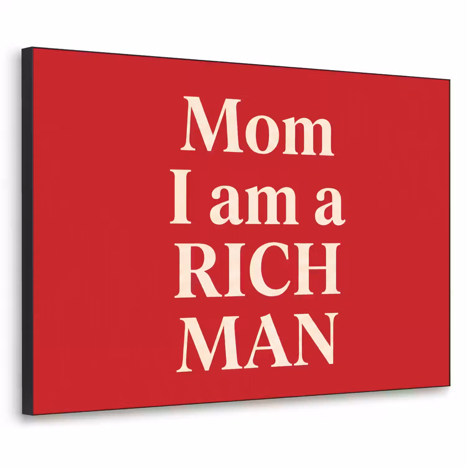 Tekst - Rijkdom - Motivatie - Rood - Modern Textielframe zwart klein -3d