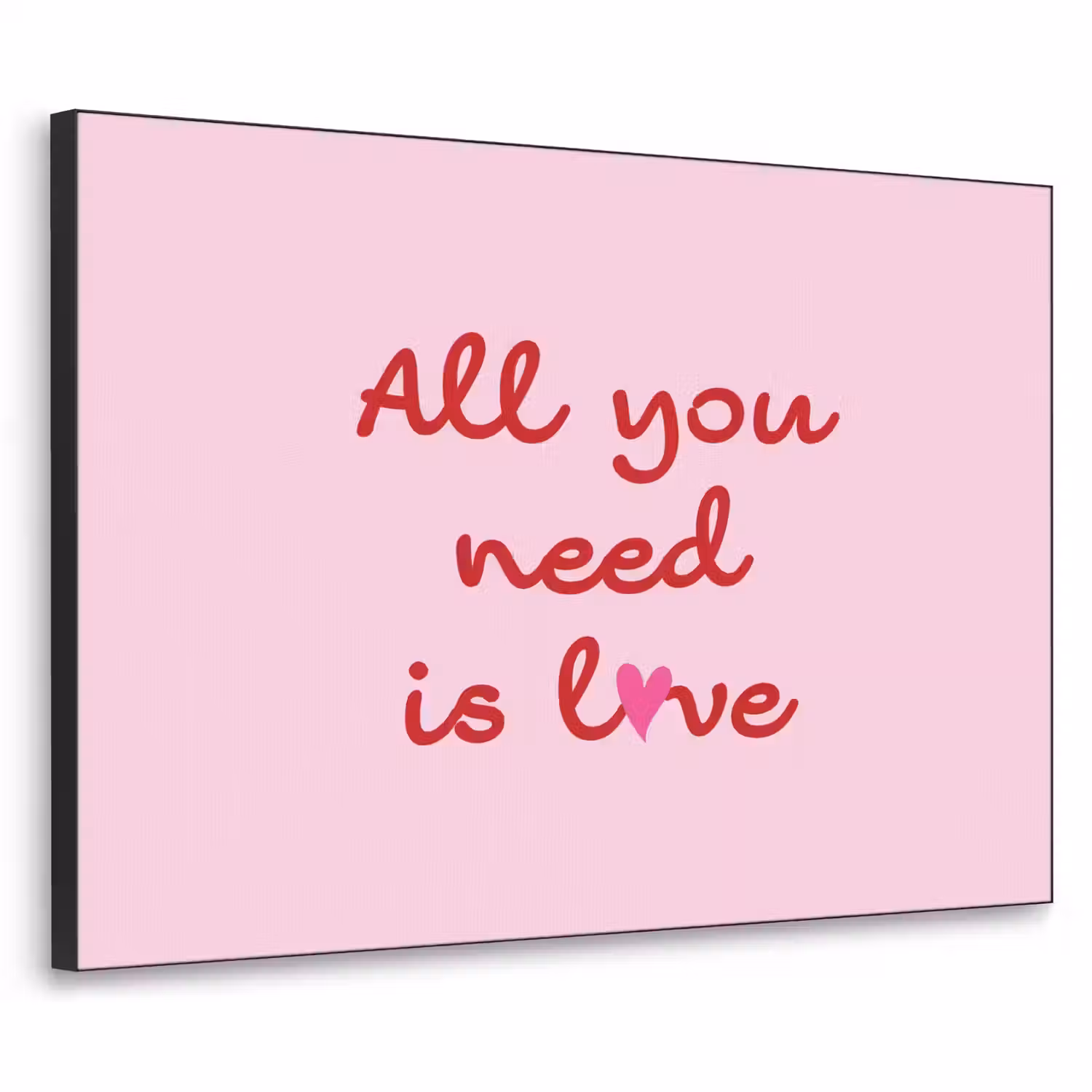 Tekst - Roze - Love - Hart Textielframe - compleet frame klein -3d