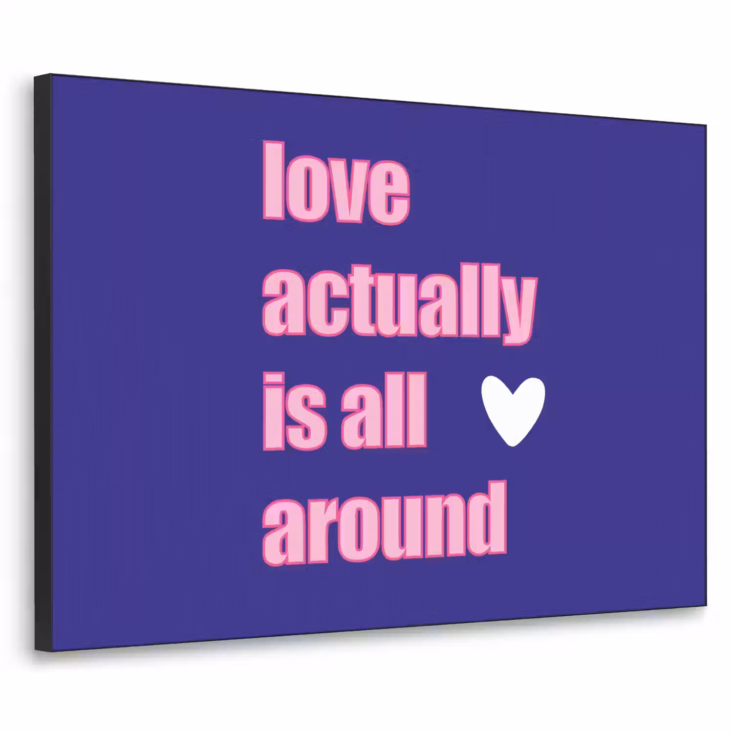 Tekst - Valentijn - Love - Blauw Textielframe - compleet frame klein -3d