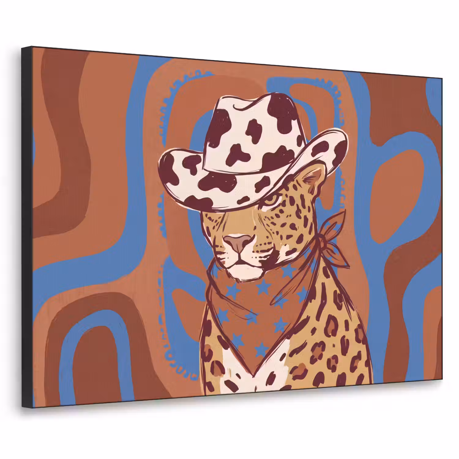 Dieren - Cowboyhoed - Modern - Illustratie - Bruin Textielframe zwart klein -3d