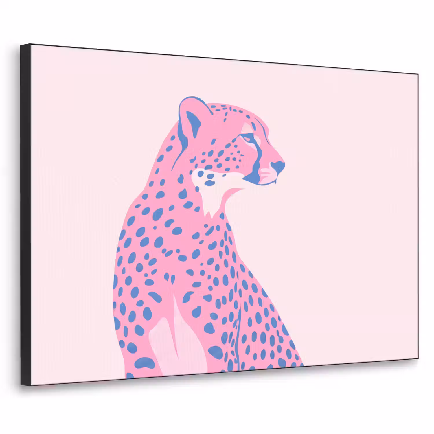 Dieren - Profiel - Abstract - Roze - Blauw Textielframe zwart klein -3d