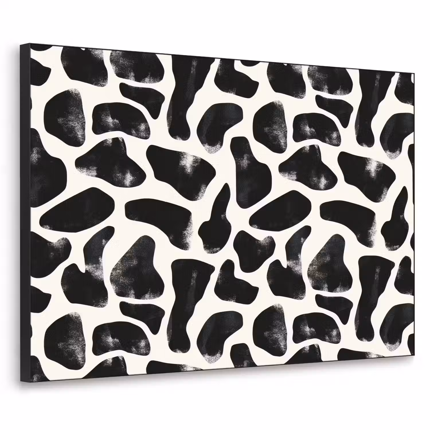 Dierenpatroon - Vlekken - Zwart - Wit Textielframe zwart klein 947 -3d