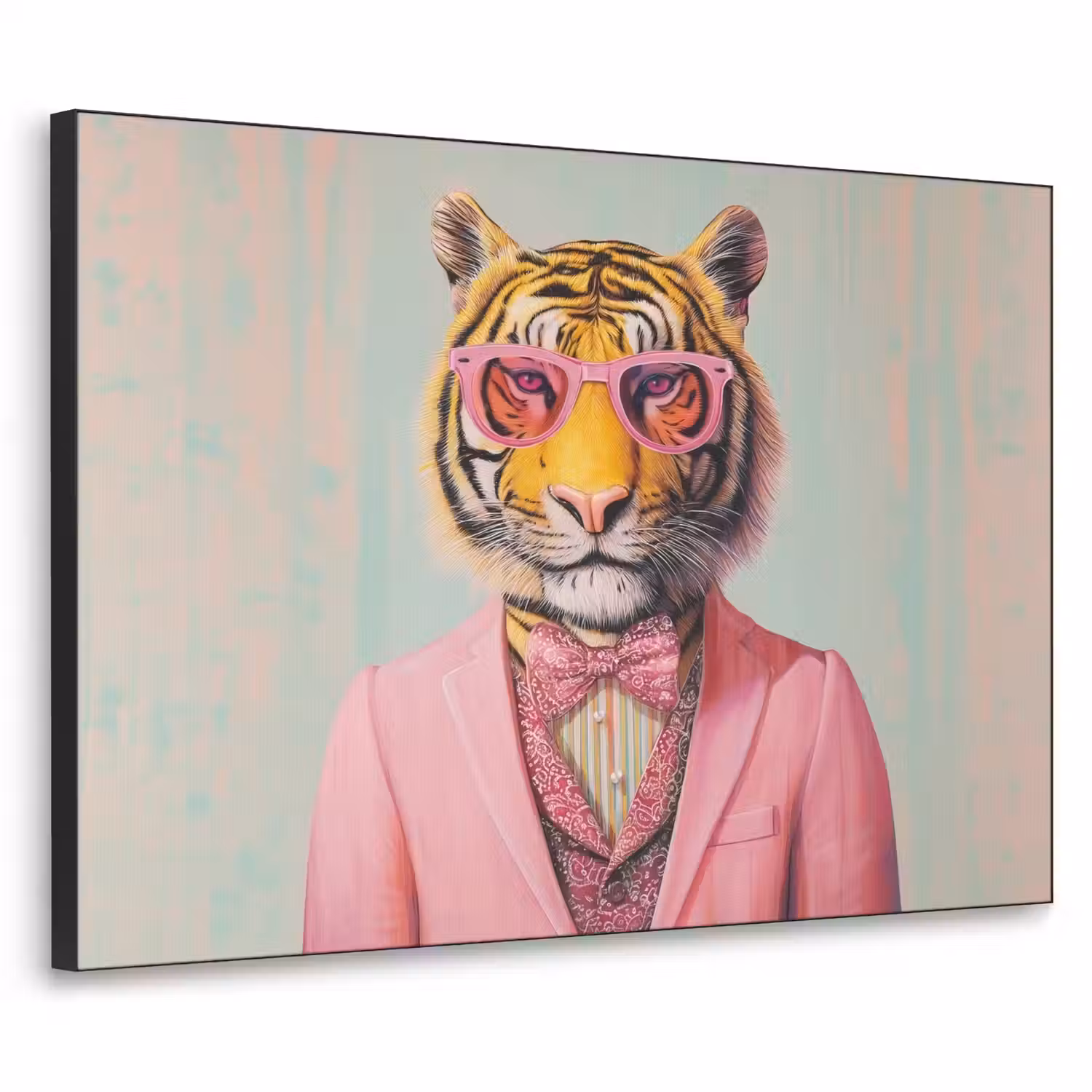 Tijger - Strik - Jasje - Roze Textielframe - compleet frame klein -3d