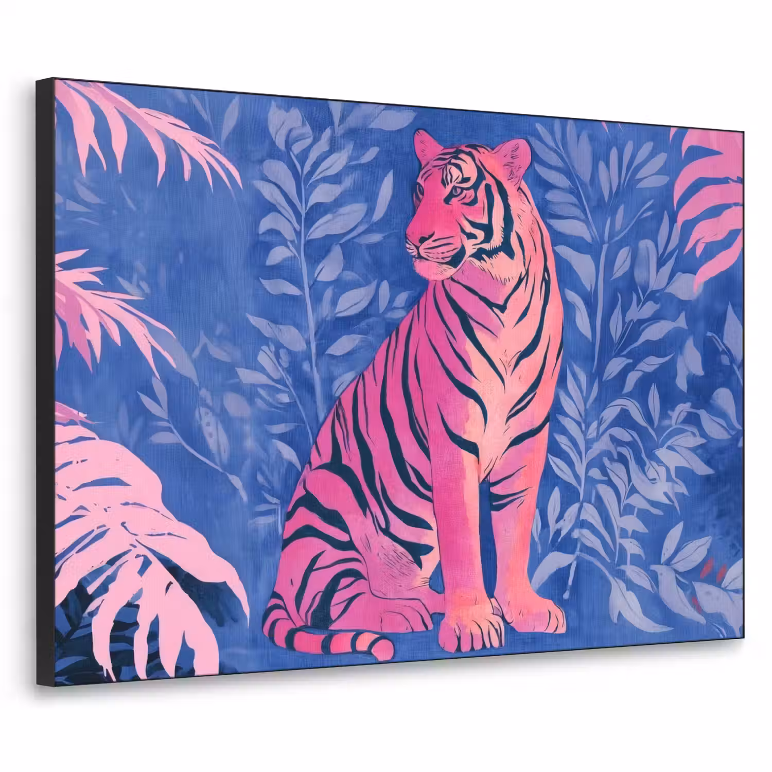 Tijger - Roze - Bladeren - Jungle Textielframe - compleet frame klein -3d