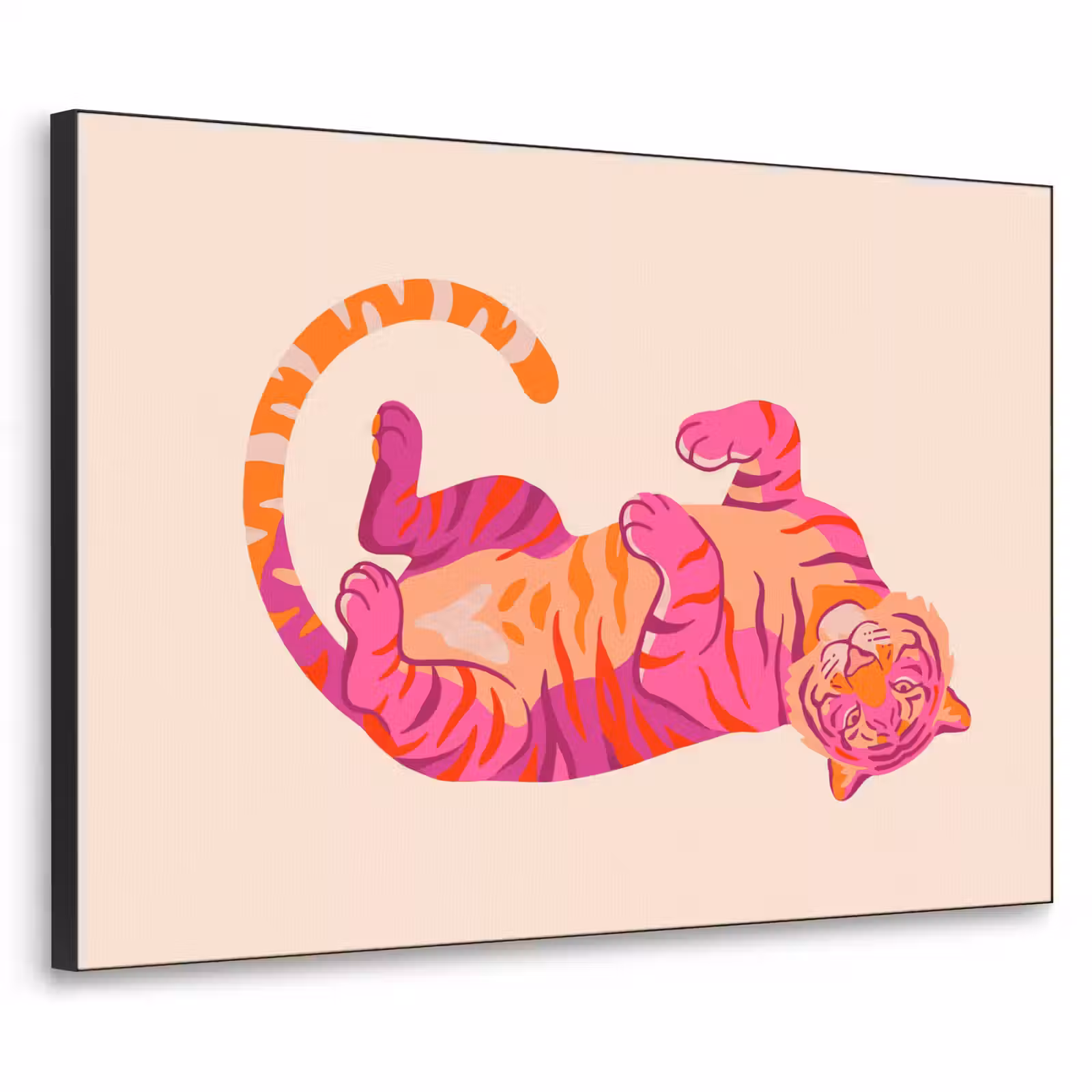 Art Frame - Tiger - Rosa - Orange - Tijger - Roze - Oranje Textielframe zwart klein