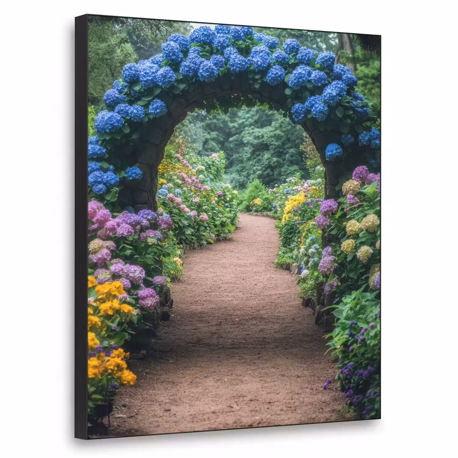 Doorkijk - Bloemen - Hortensia - Pad Textielframe - compleet frame klein -3d