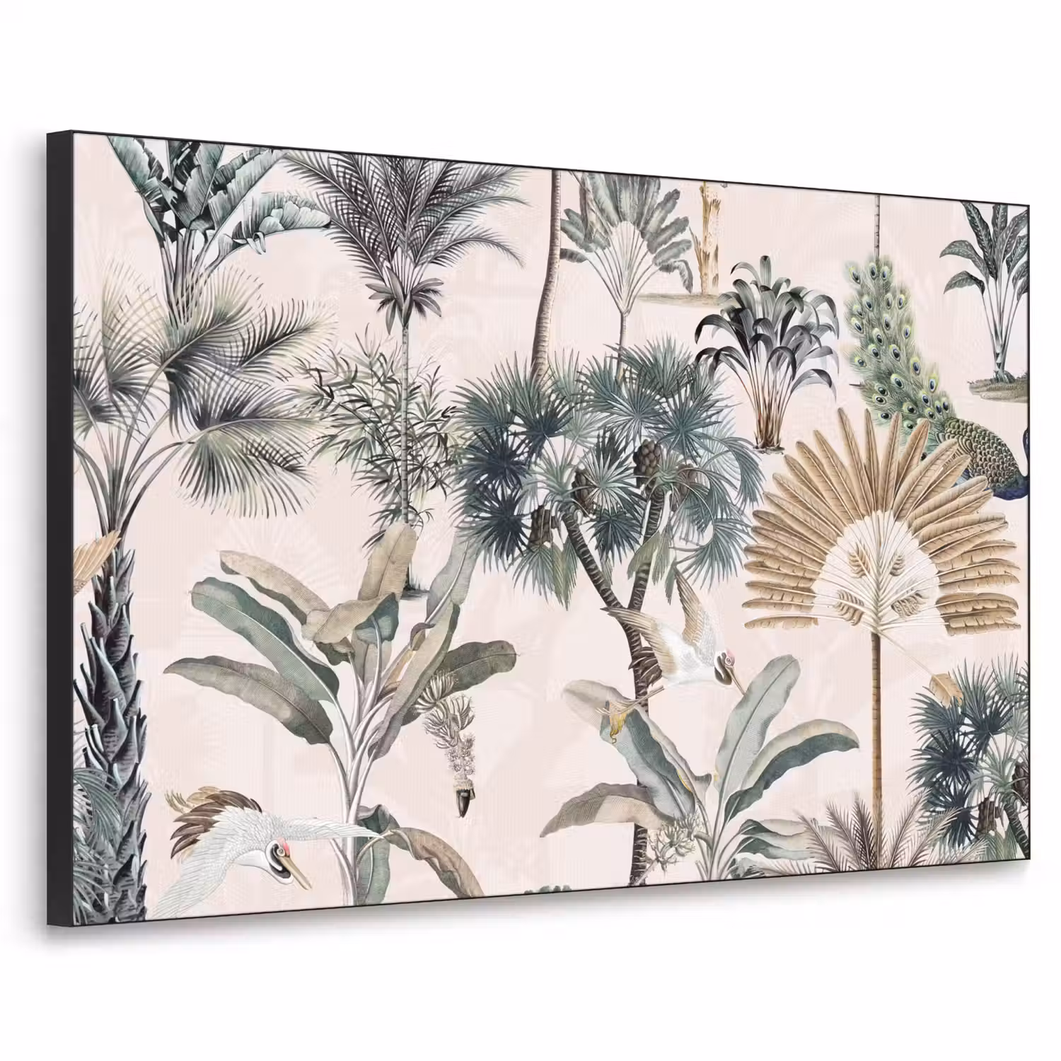 Tropisch - Bomen - Bladeren - Jungle Textielframe zwart klein -3d