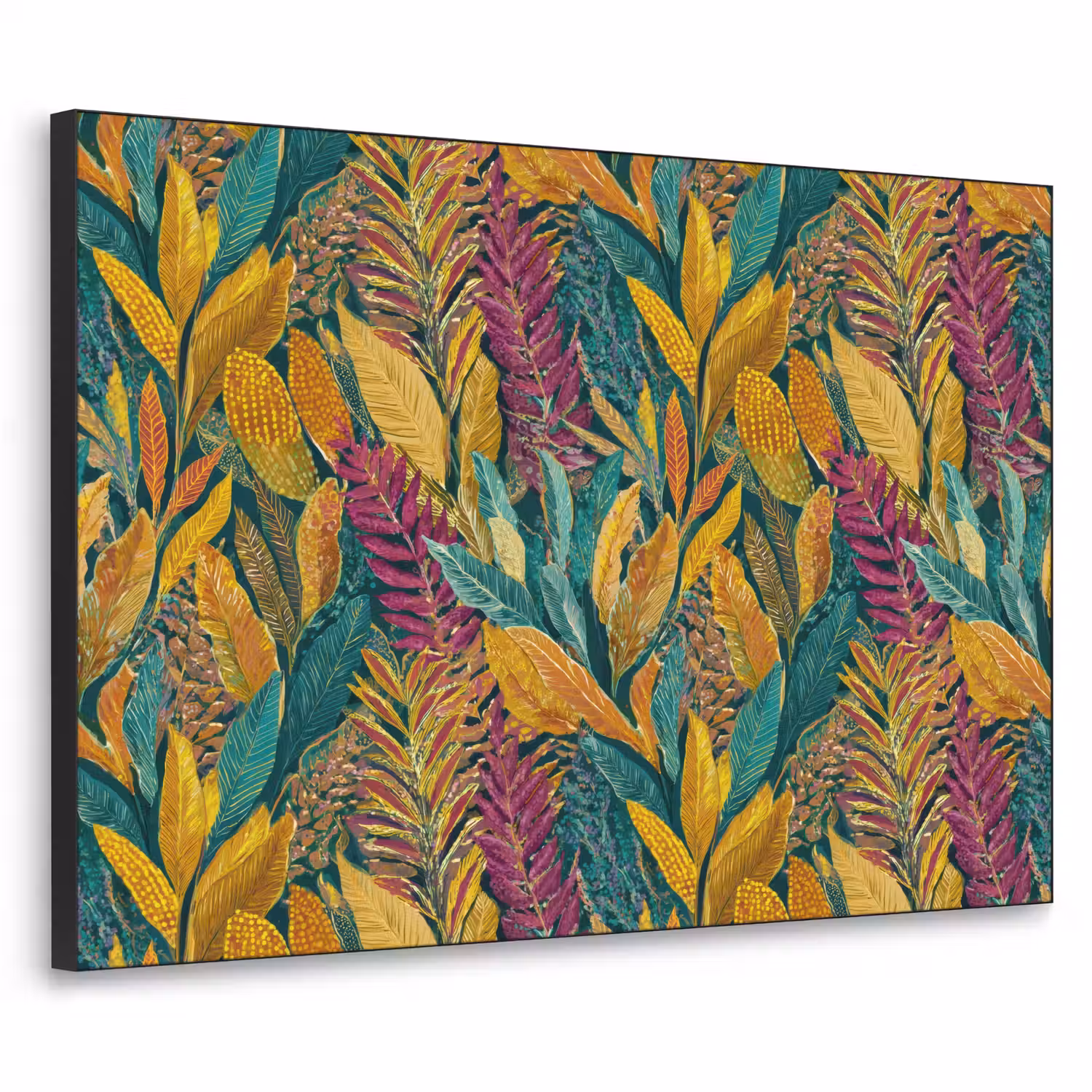 Tropische - Botanisch - Patroon - Kleurrijk - Exotisch Textielframe zwart klein 947 -3d