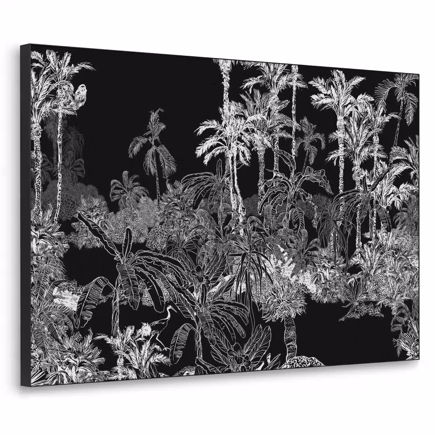 Tropisch - Jungle - Bomen - Bladeren Textielframe zwart klein -3d