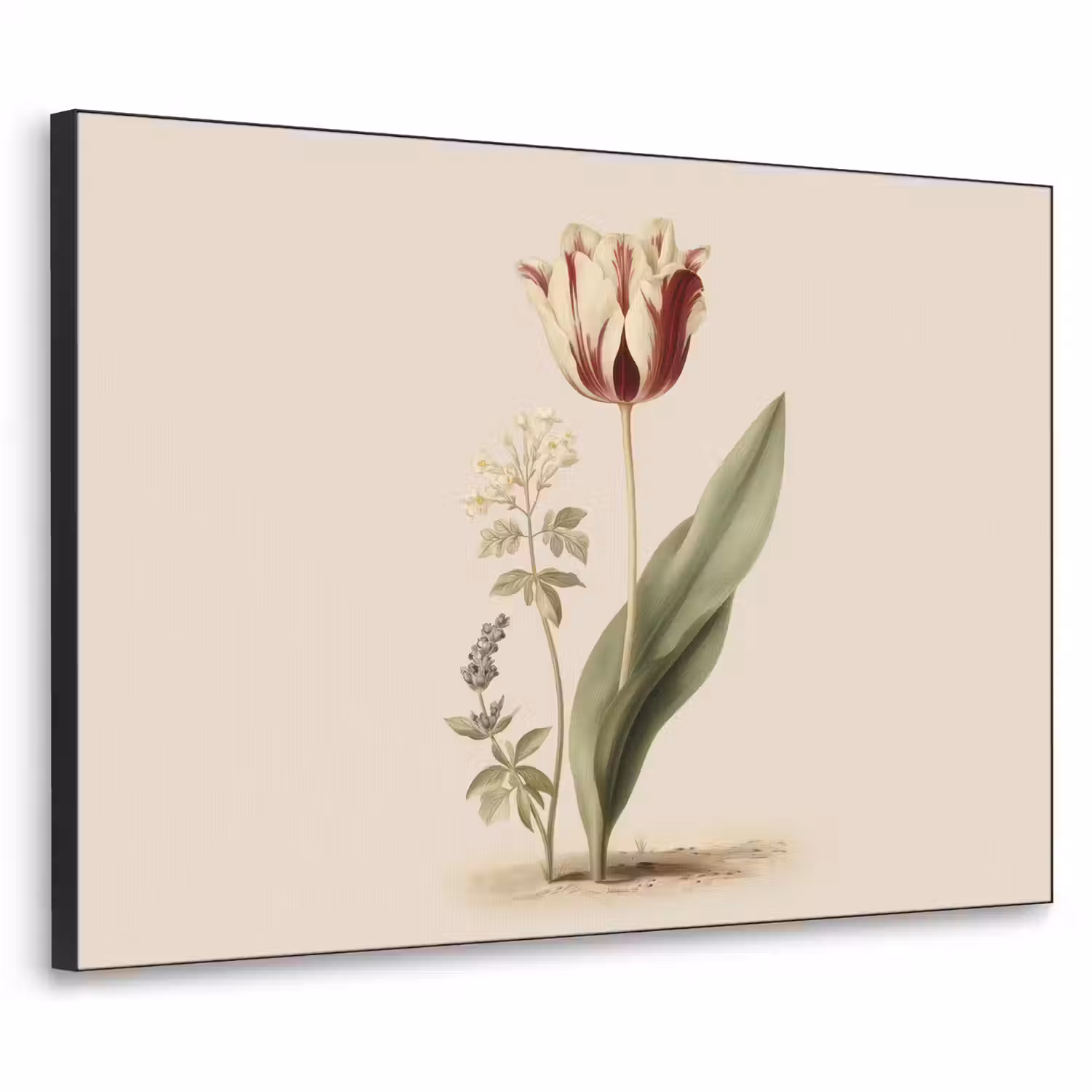 Tulp - Minimalistisch - Beige Textielframe - compleet frame klein -3d
