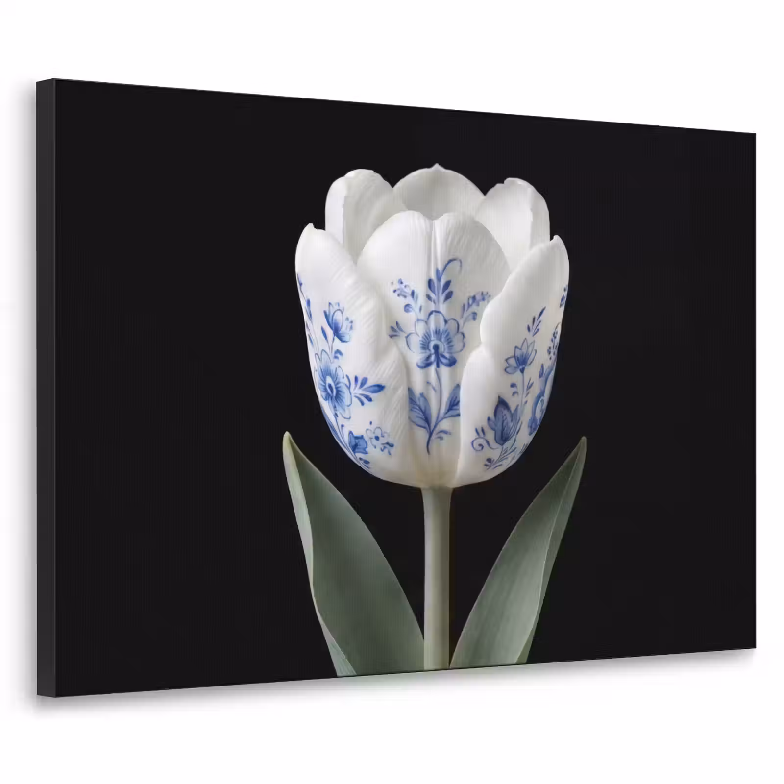 Art Frame - Tulpe - Muster - Blau - Tulp - Patroon - Blauw Textielframe zwart klein