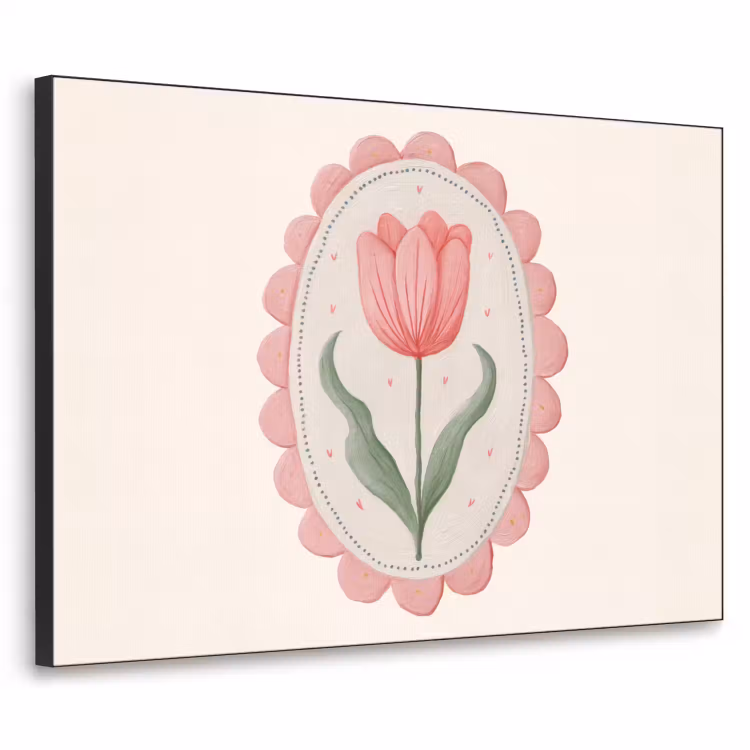 Tulp - Lijst - Ovaal - Illustratie Textielframe - compleet frame klein -3d
