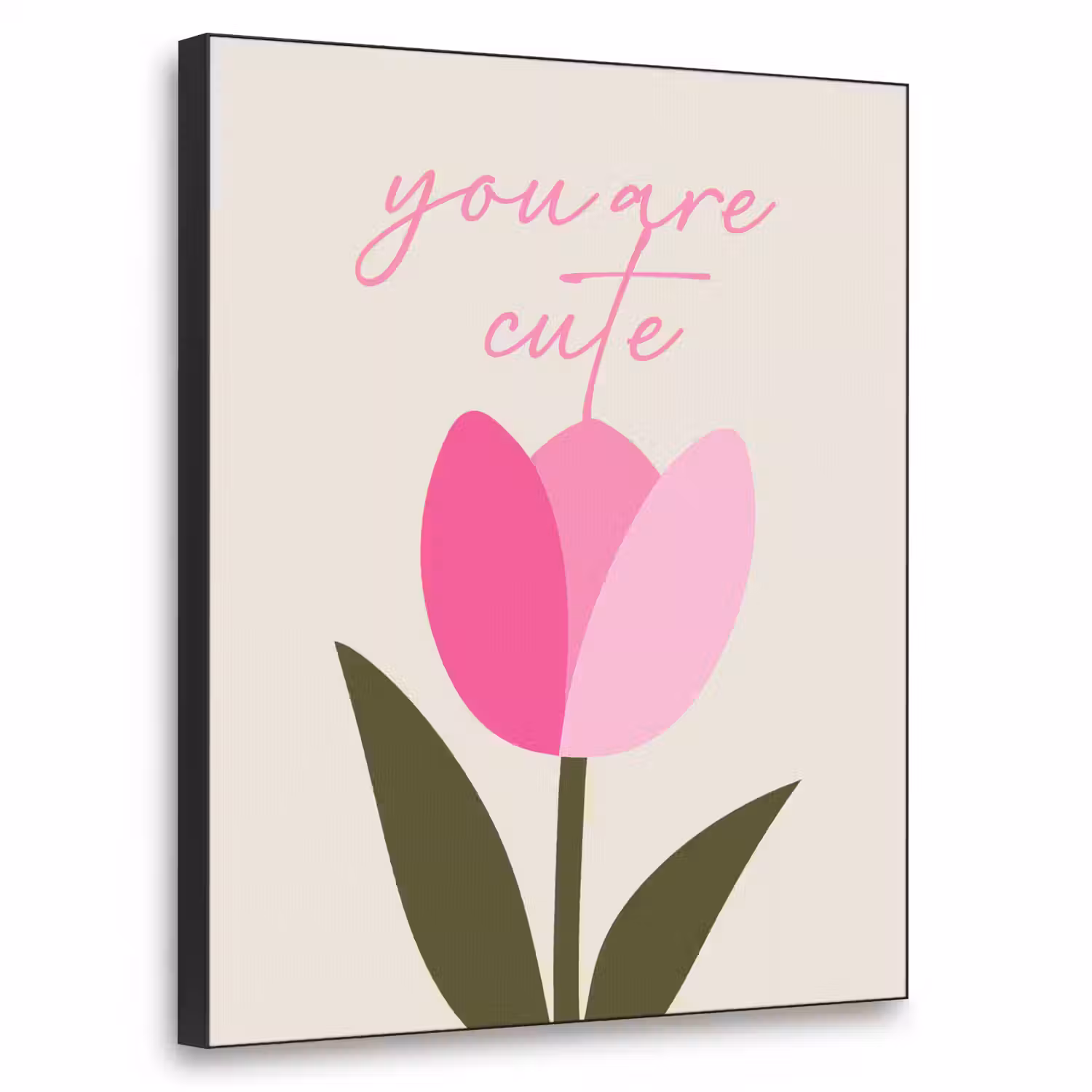 Tulp - Roze - Valentijn - Bloem Textielframe - compleet frame klein -3d