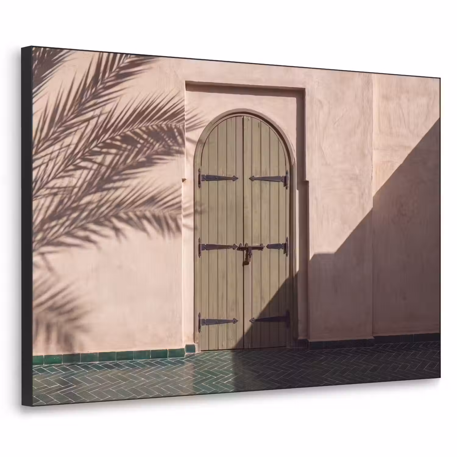 Deur - Hout - Architectuur - Groen - Rustiek Textielframe zwart klein -3d