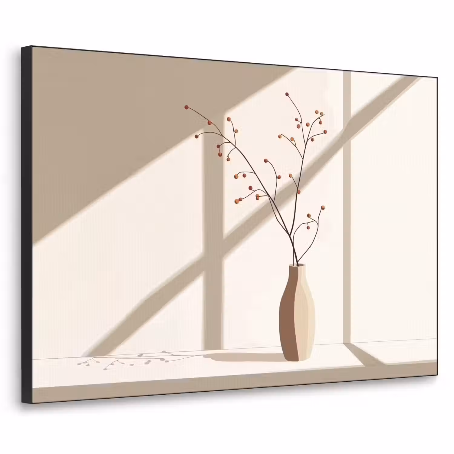 Vaas - Takken - Bessen - Minimalistisch Textielframe - compleet frame klein -3d