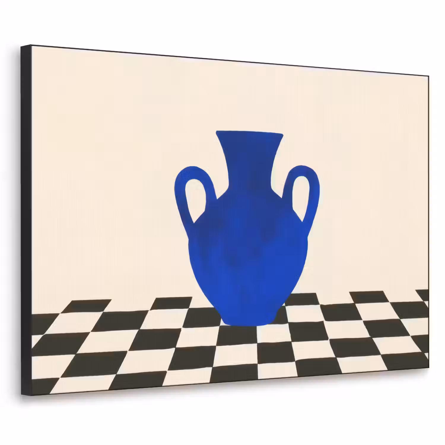 Vaas - Blauw - Geblokt - Modern Textielframe - compleet frame klein -3d