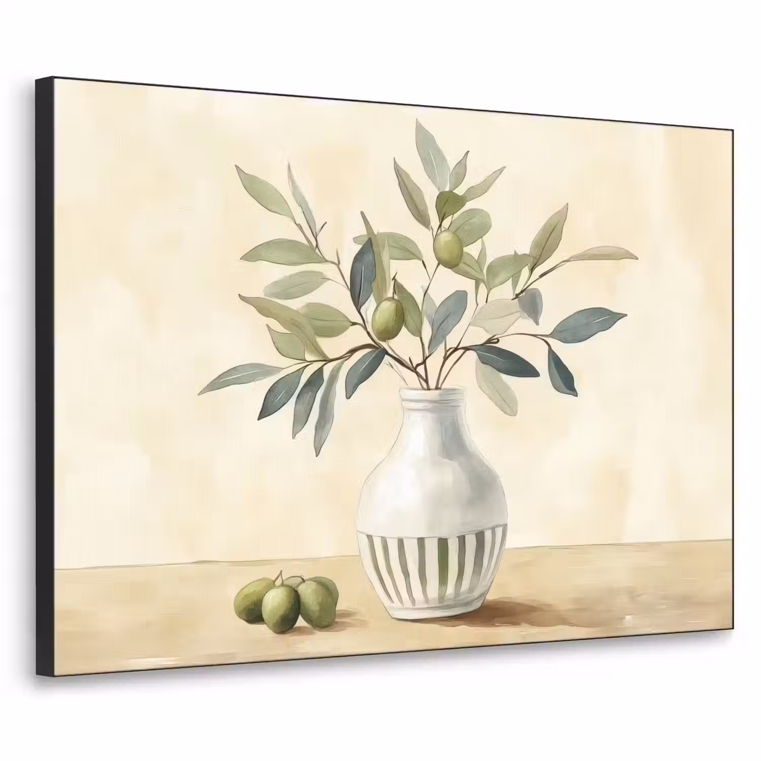 Vaas - Keramiek - Olijftakken Textielframe - compleet frame klein -3d