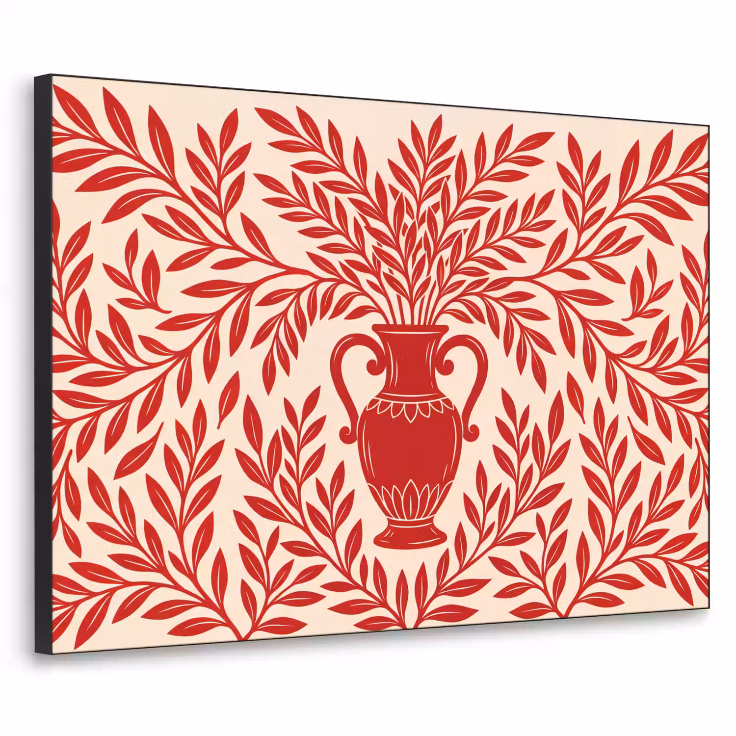 Vaas - Planten - Decoratie - Abstract - Rood Textielframe zwart klein -3d