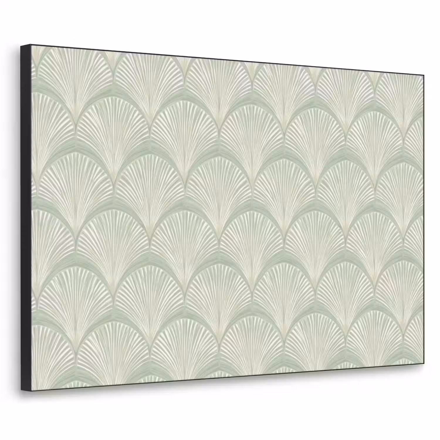 Waaiers - Patroon - Groen Textielframe zwart klein 947 -3d