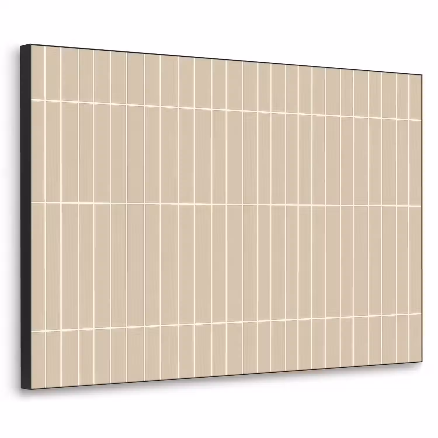 Verticaal - Wandtegel - Crème - Beige Textielframe zwart klein 947 -3d