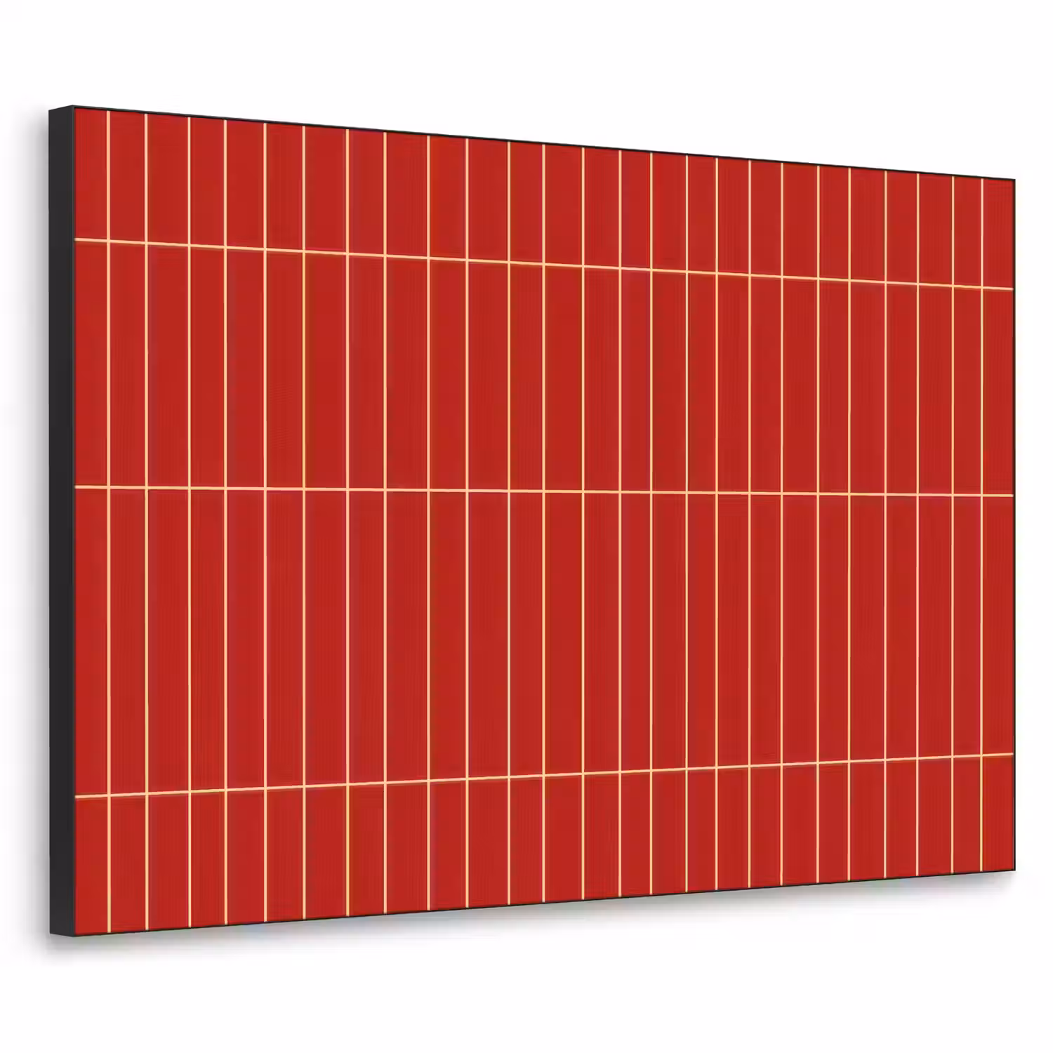 Verticaal - Wandtegel - Helderrood Textielframe zwart klein 947 -3d
