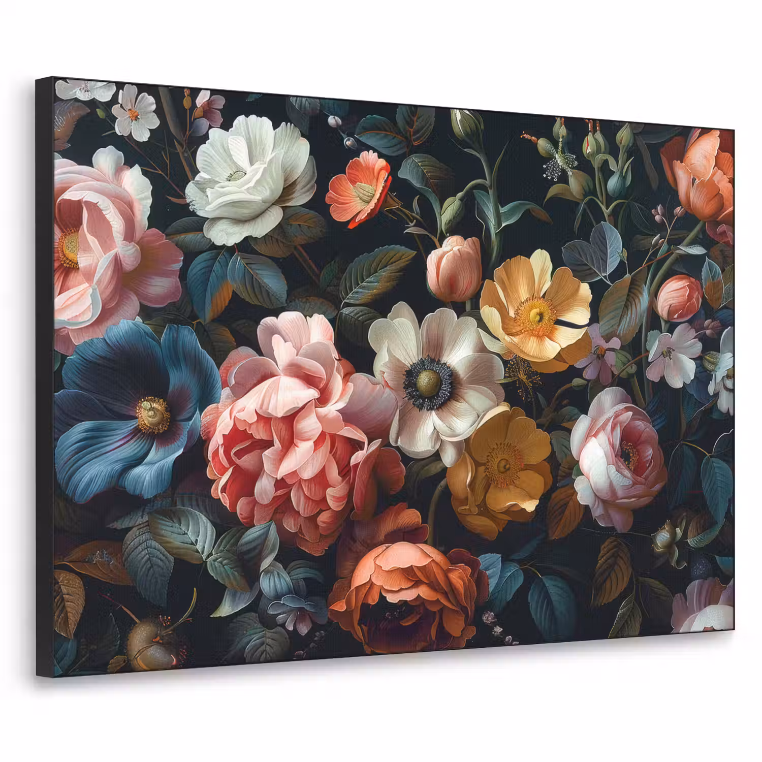 Vintage - Kleurrijk - Bloemen - Modern Textielframe zwart klein -3d