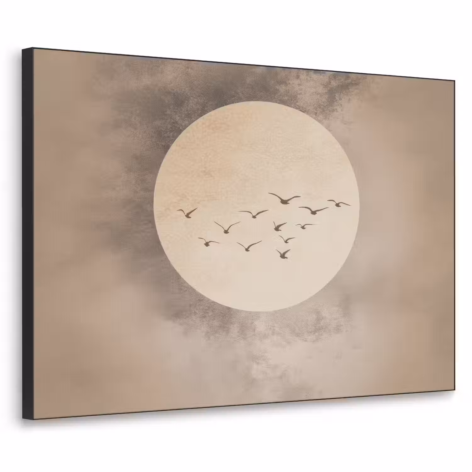 Vogel - Beige - Japandi Textielframe - compleet frame klein -3d