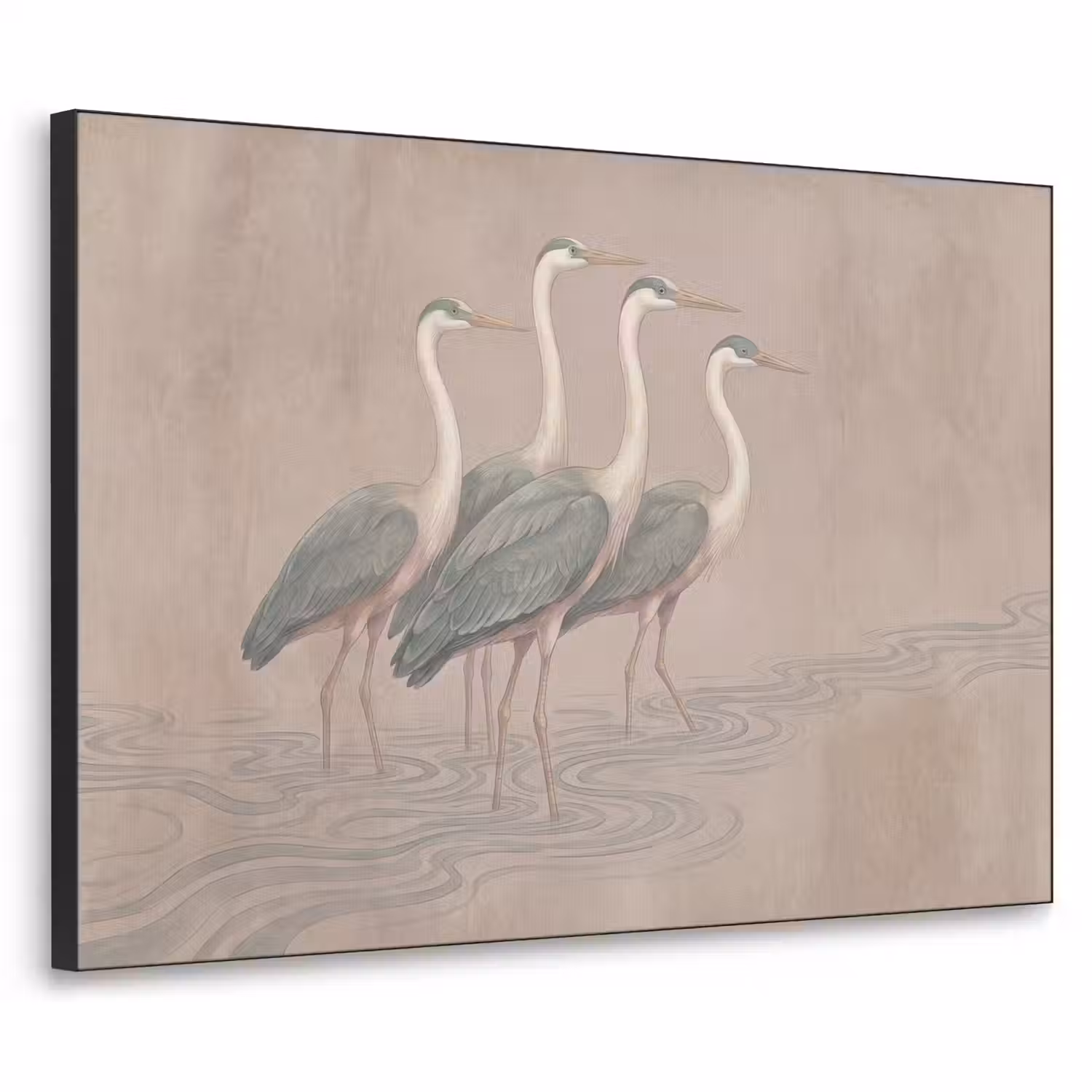 Vogel - Water - Natuur - Vintage Textielframe zwart klein -3d