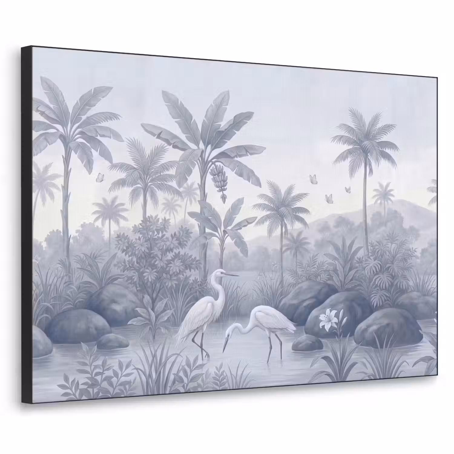 Vogel - Water - Tropisch - Natuur - Blauw Textielframe zwart klein -3d