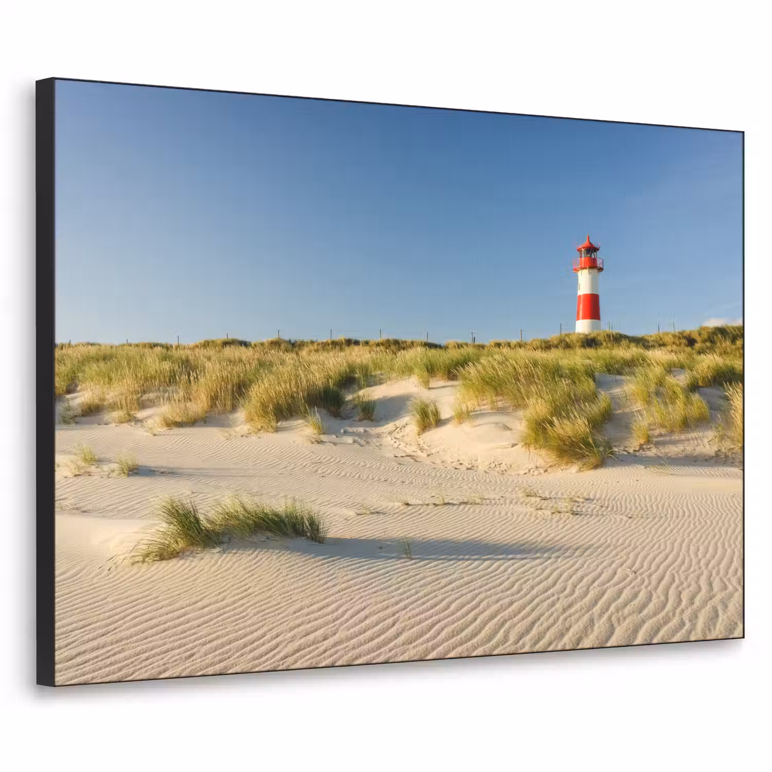 Vuurtoren - Strand - Landschap - Duinen Textielframe zwart klein -3d