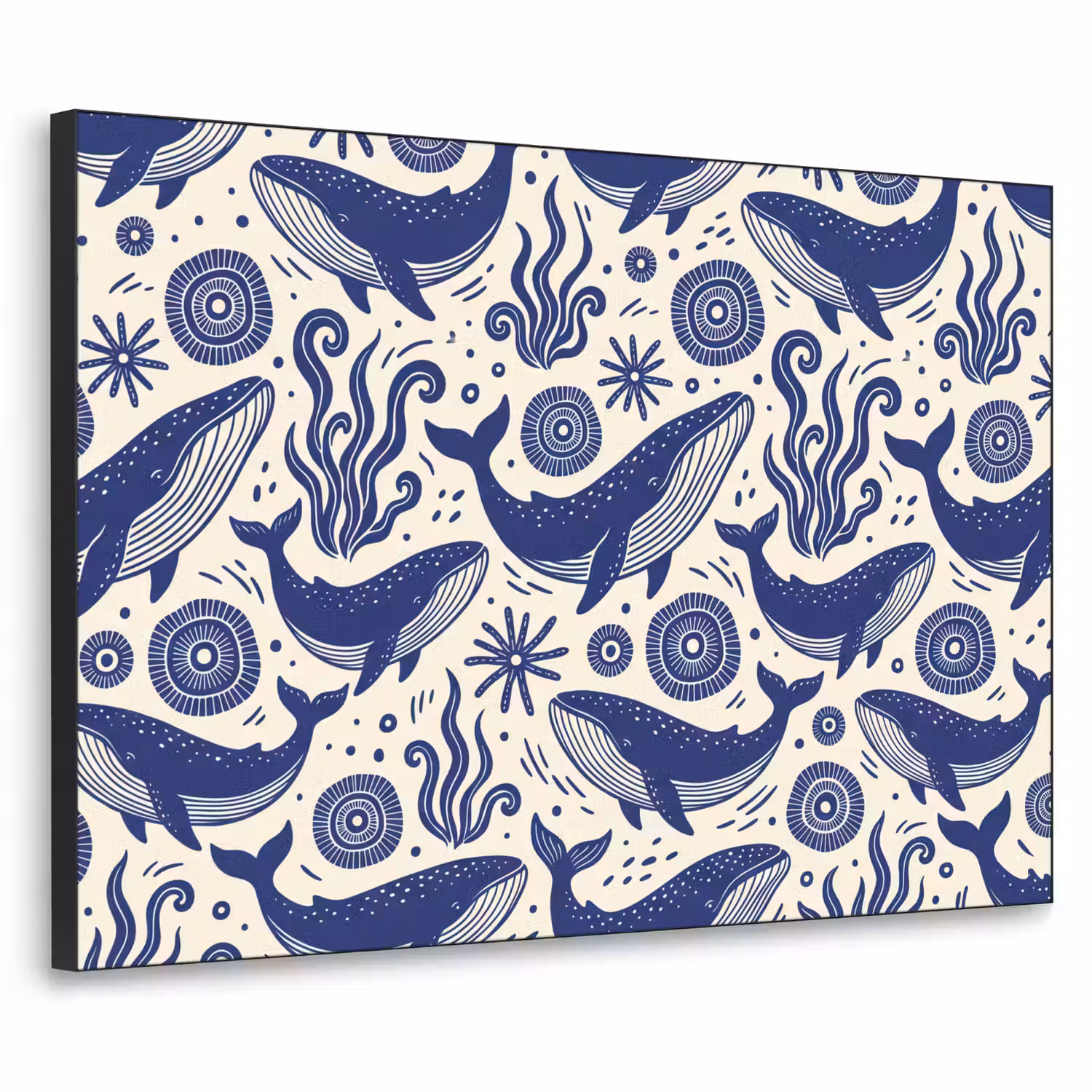 Walvis - Onderwater - Dieren - Abstract - Blauw Textielframe zwart klein -3d
