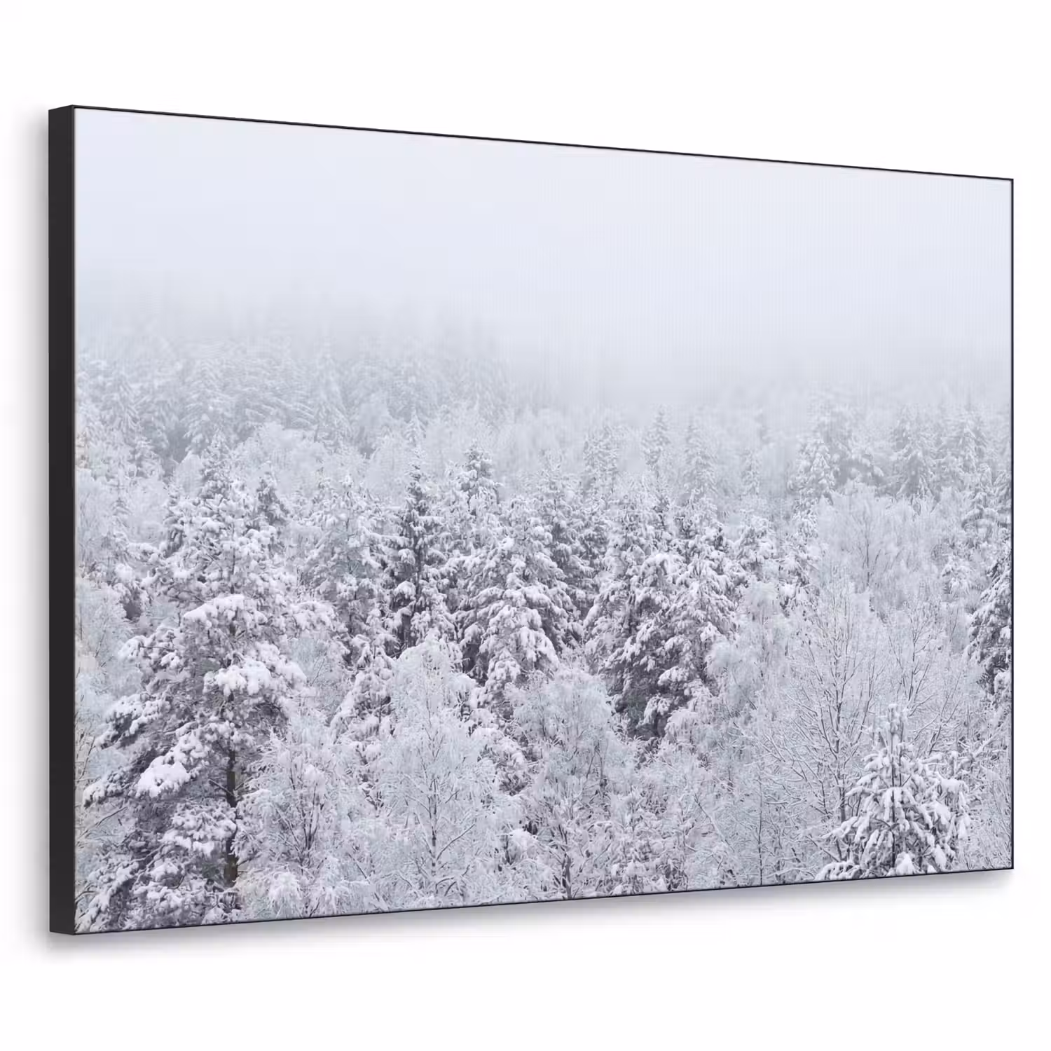 Bos - Sneeuw - Winter - Natuur - Wit Textielframe zwart klein -3d