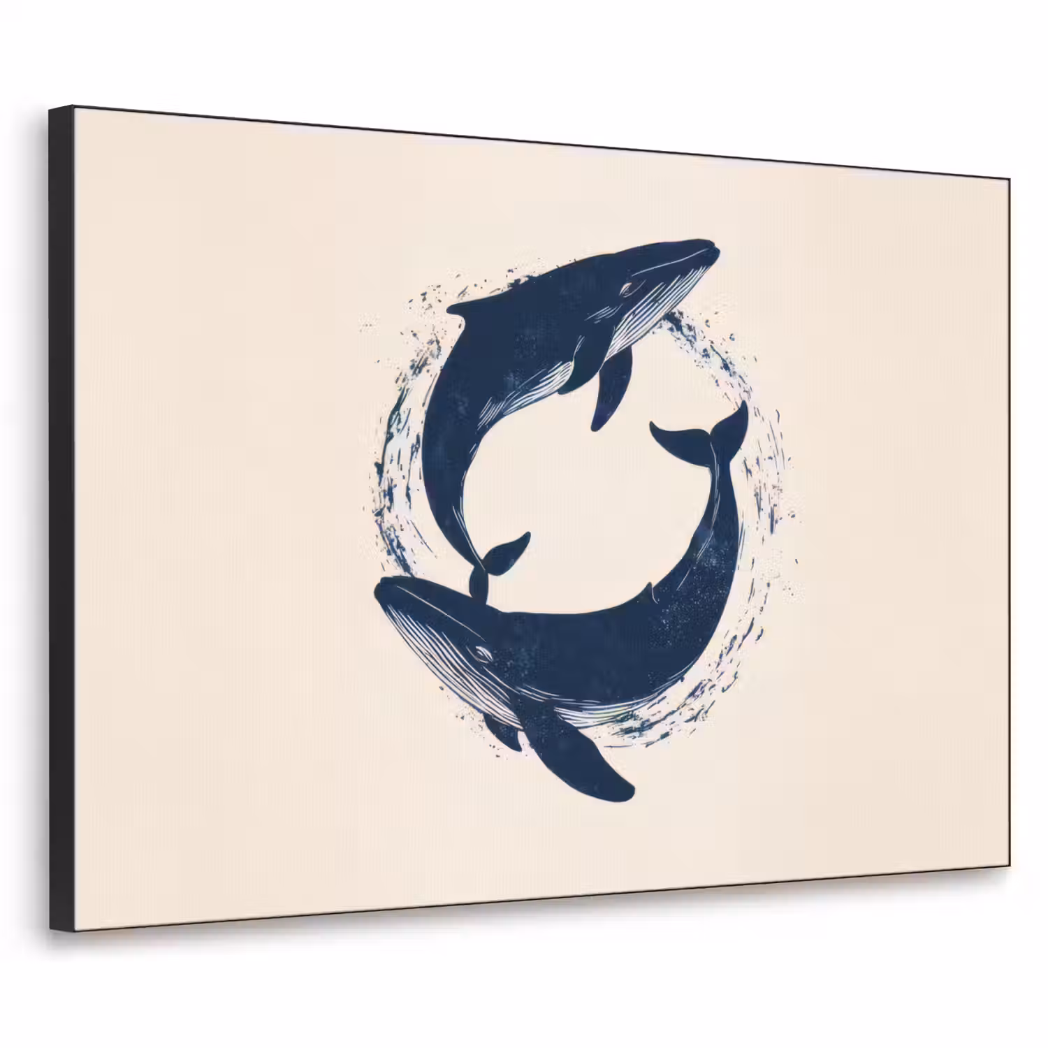 Walvissen - Spetters - Cirkel - Donkerblauw Textielframe - compleet frame klein -3d