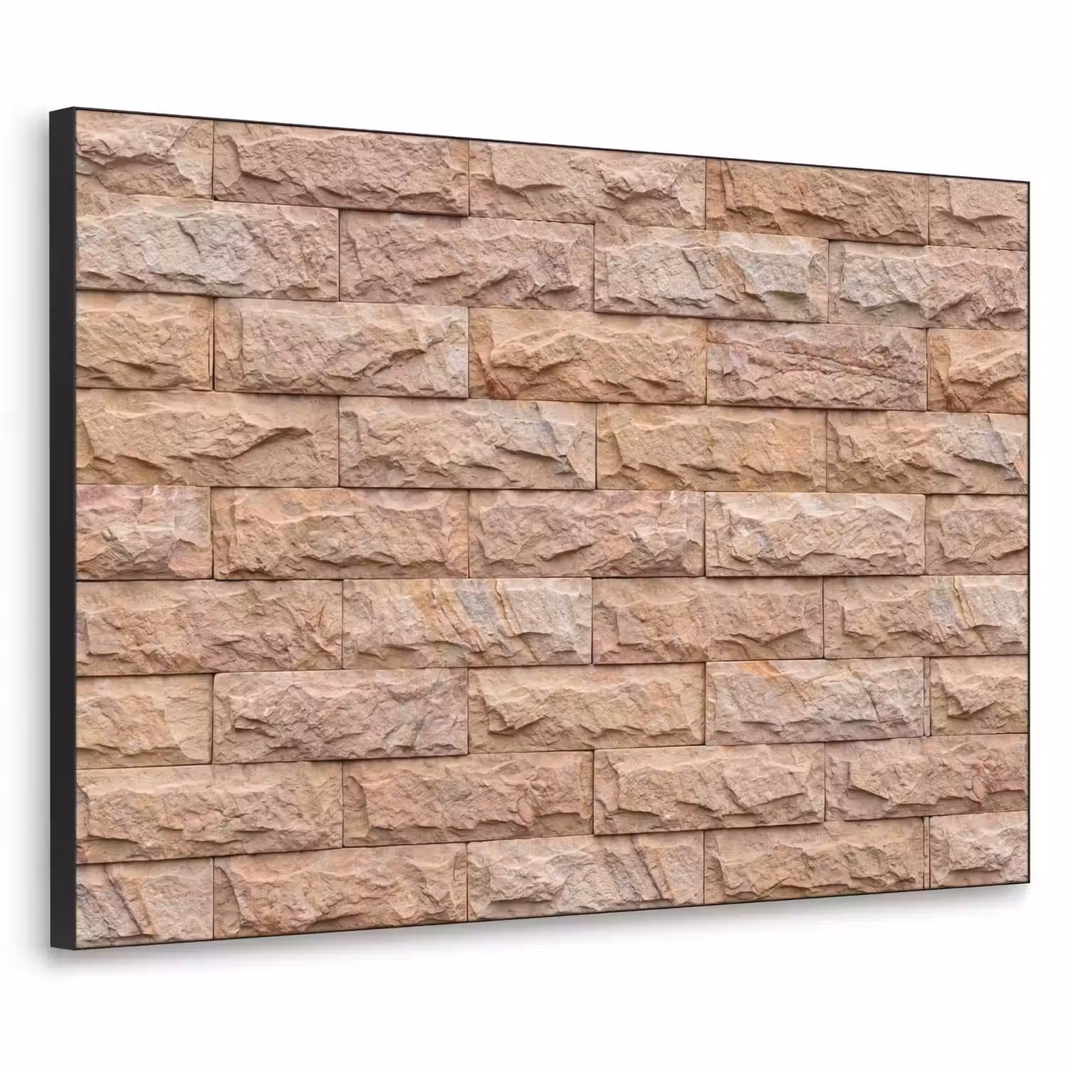 Muur - Steen - Ruw - Textuur - Beige Textielframe zwart klein -3d