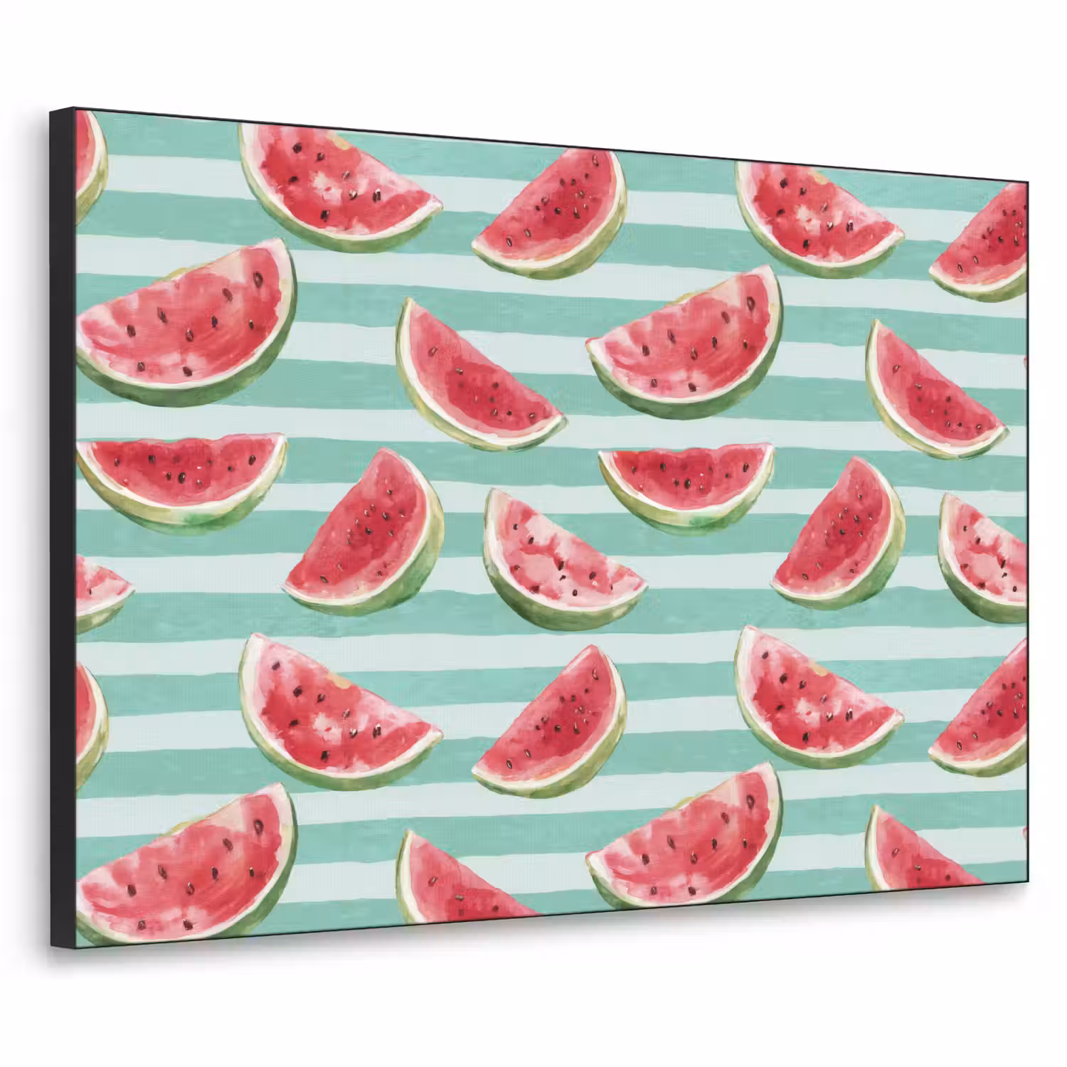 Watermeloen - Strepen - Groen Textielframe zwart klein 947 -3d