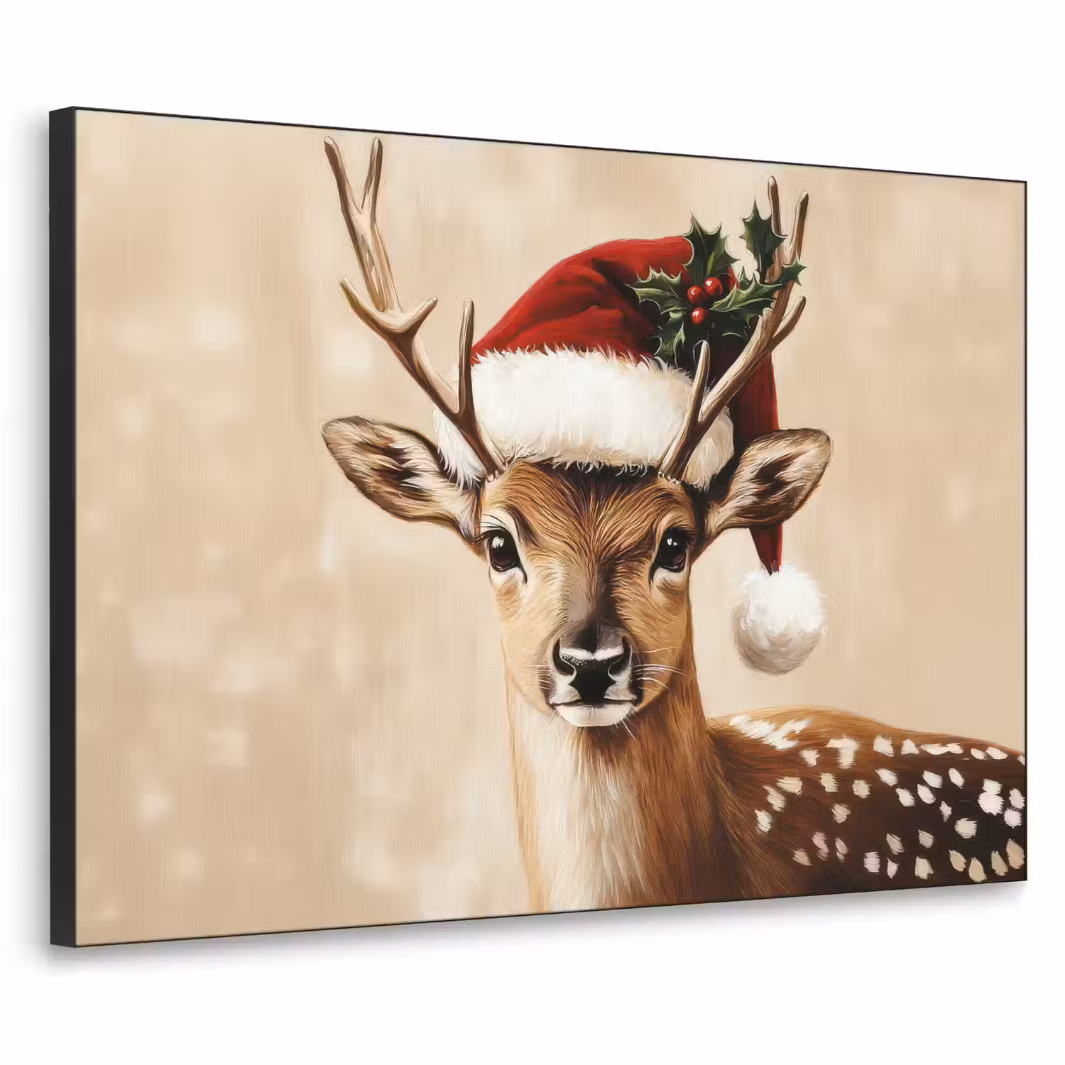 Kerst - Hert - Gewei - Rood Textielframe - compleet frame klein -3d