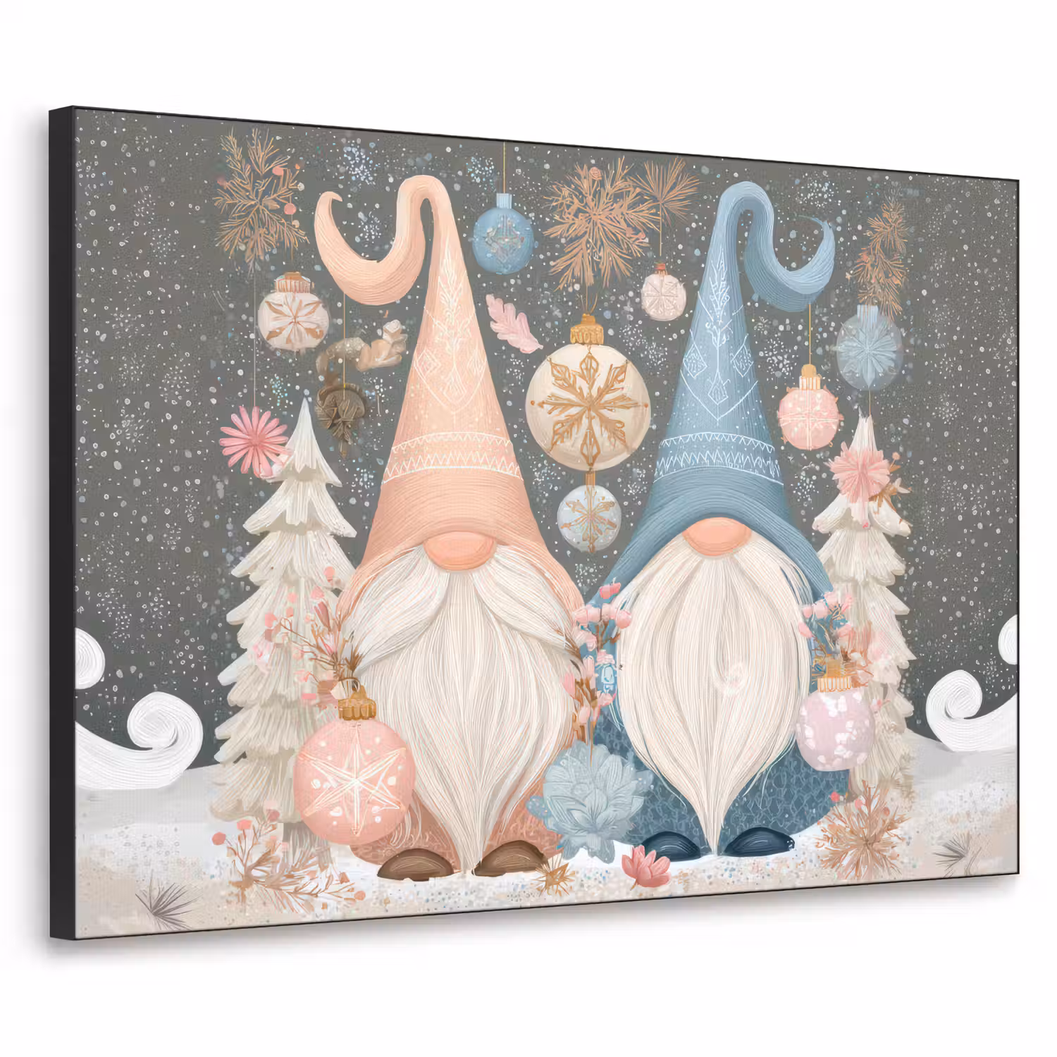 Kerst - Gnomen - Pastel Textielframe - compleet frame klein -3d