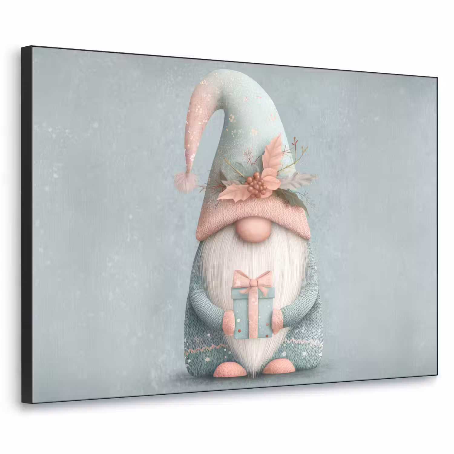 Kerstgnome - Cadeau - Groen Textielframe - compleet frame klein -3d