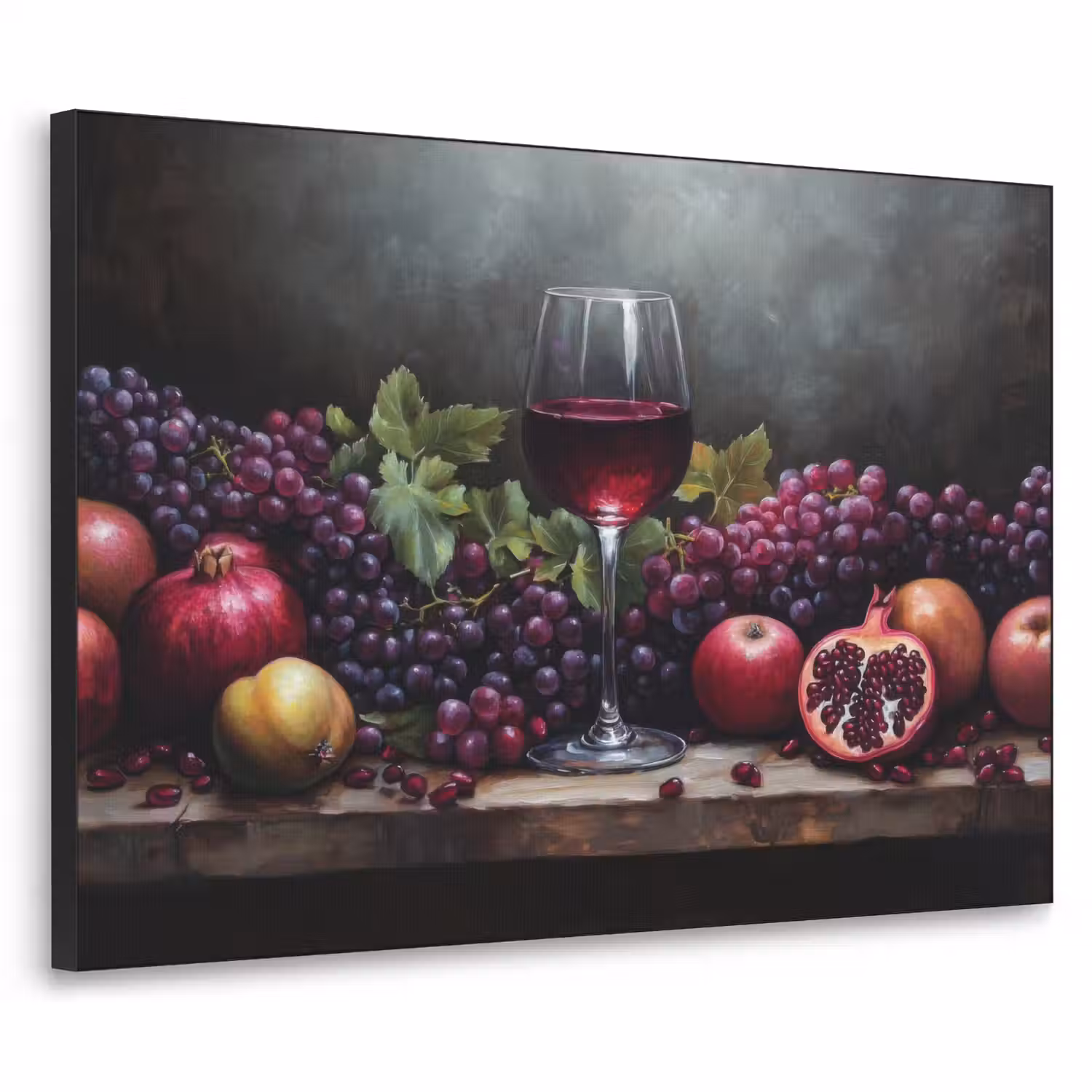 Wijn - Fruit - Stilleven Textielframe - compleet frame klein -3d